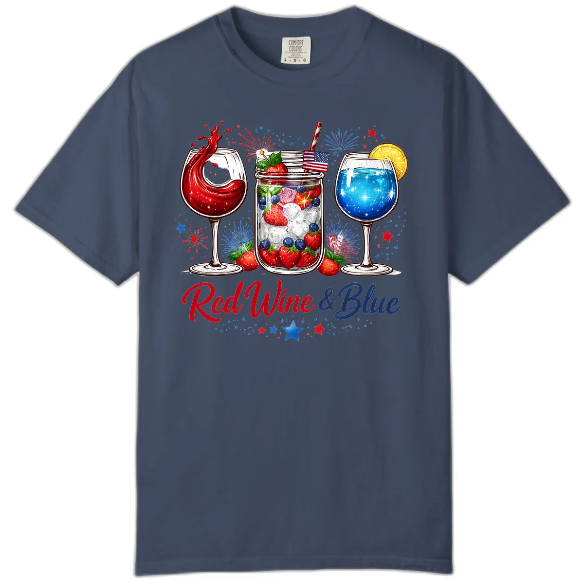 Red Wine & Blue Patriotic Summer Celebration Comfort Color in Midnight