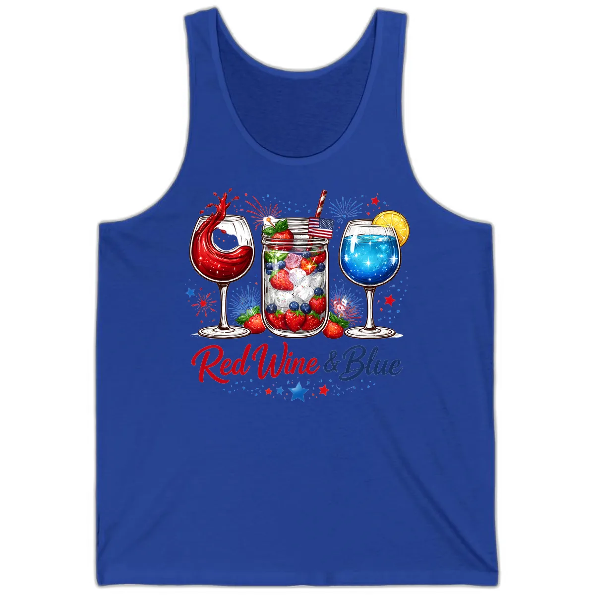 Red Wine & Blue Patriotic Summer Celebration Tank in True Royal