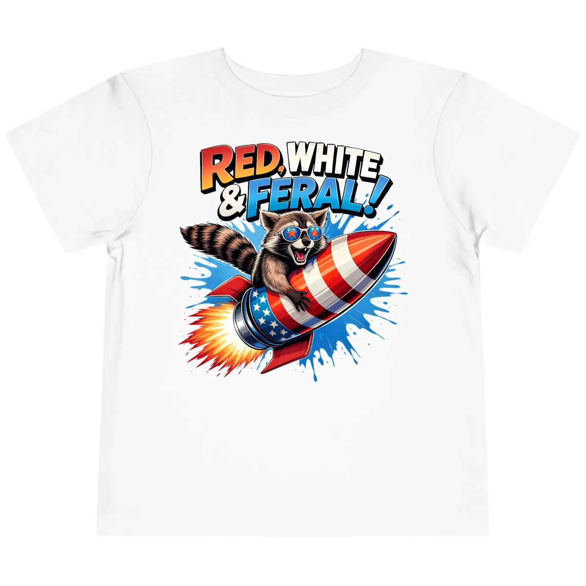 Red, White & Feral Rocket Raccoon Toddler T-Shirt in White