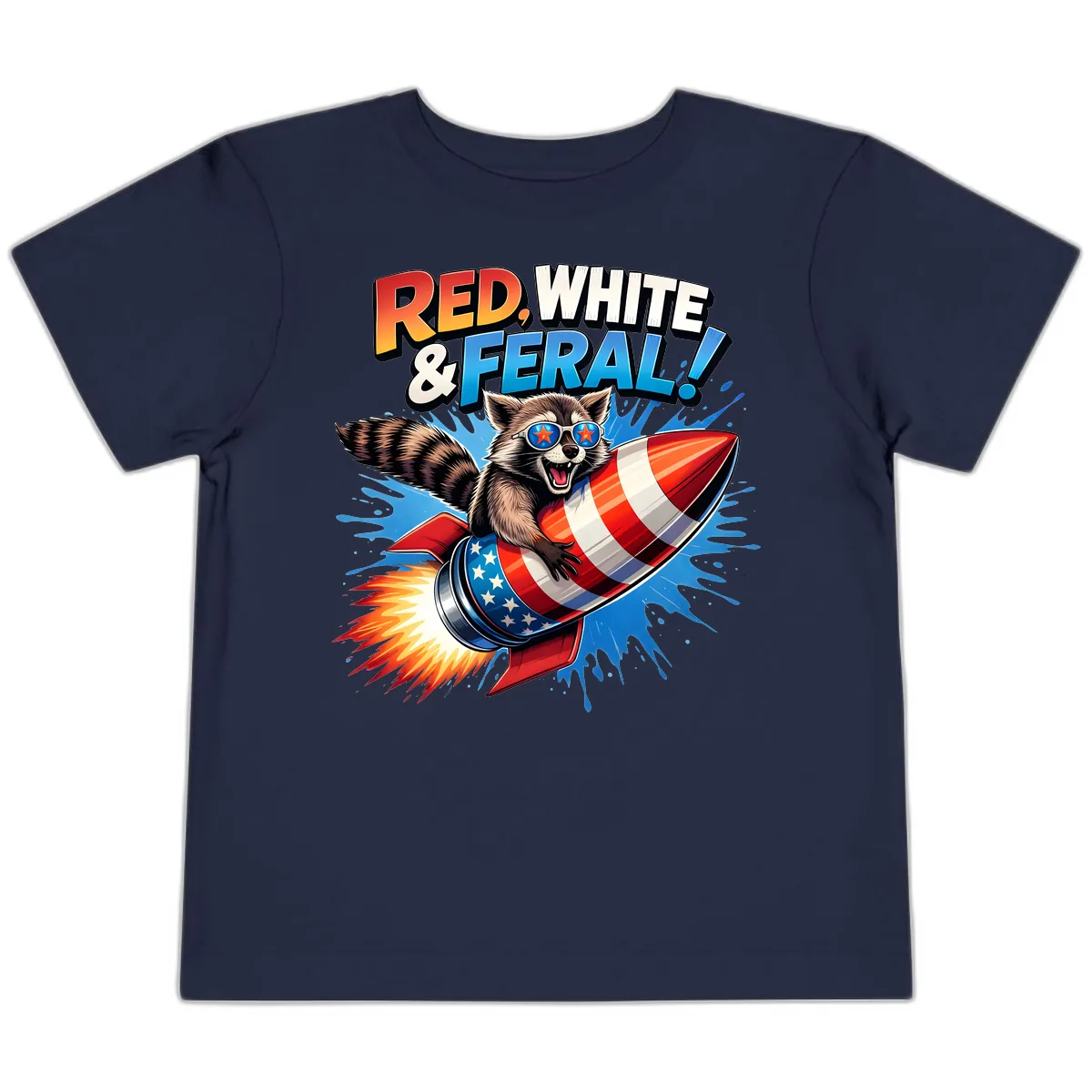 Red, White & Feral Rocket Raccoon Toddler T-Shirt in Navy