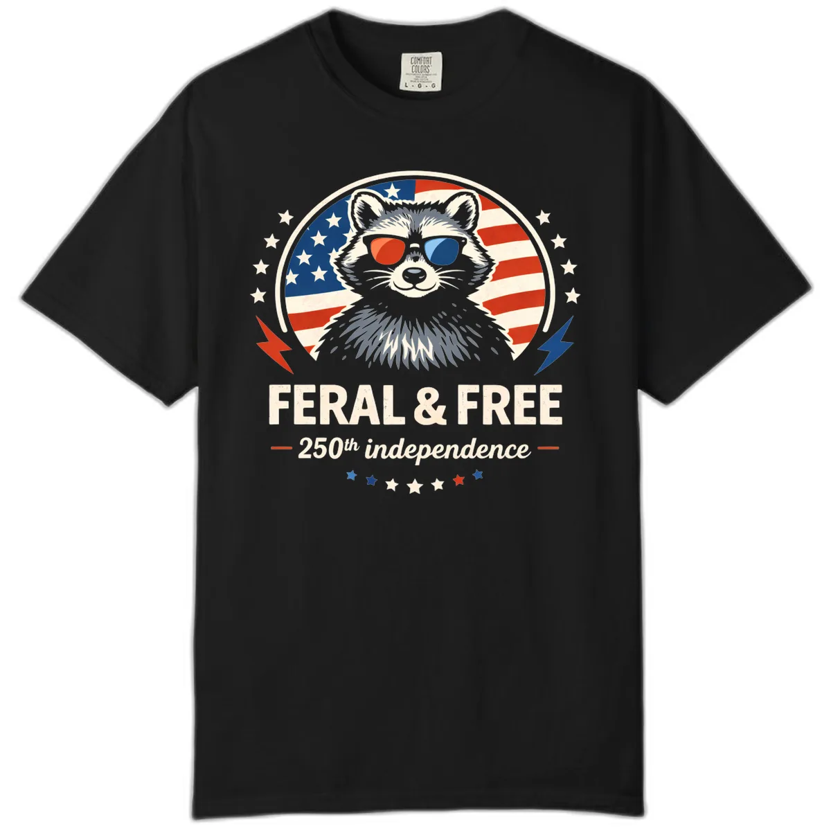 Feral & Free Raccoon 250th Independence Comfort Color in Black