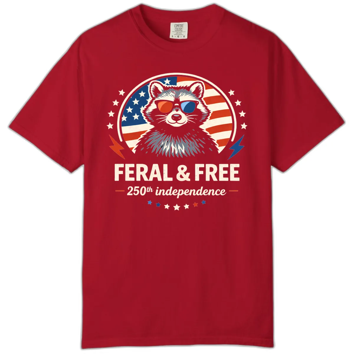 Feral & Free Raccoon 250th Independence Comfort Color in Red