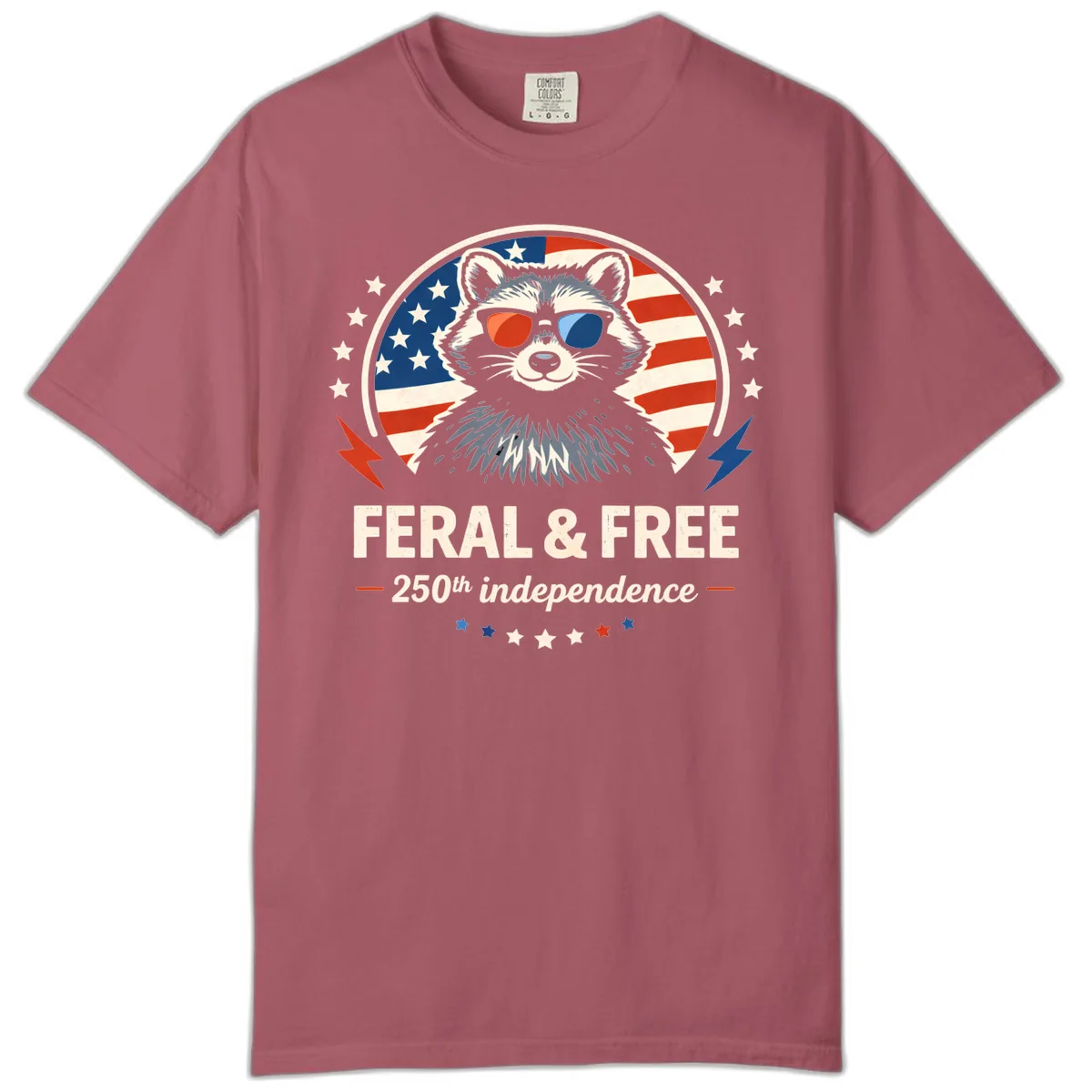 Feral & Free Raccoon 250th Independence Comfort Color in Crimson