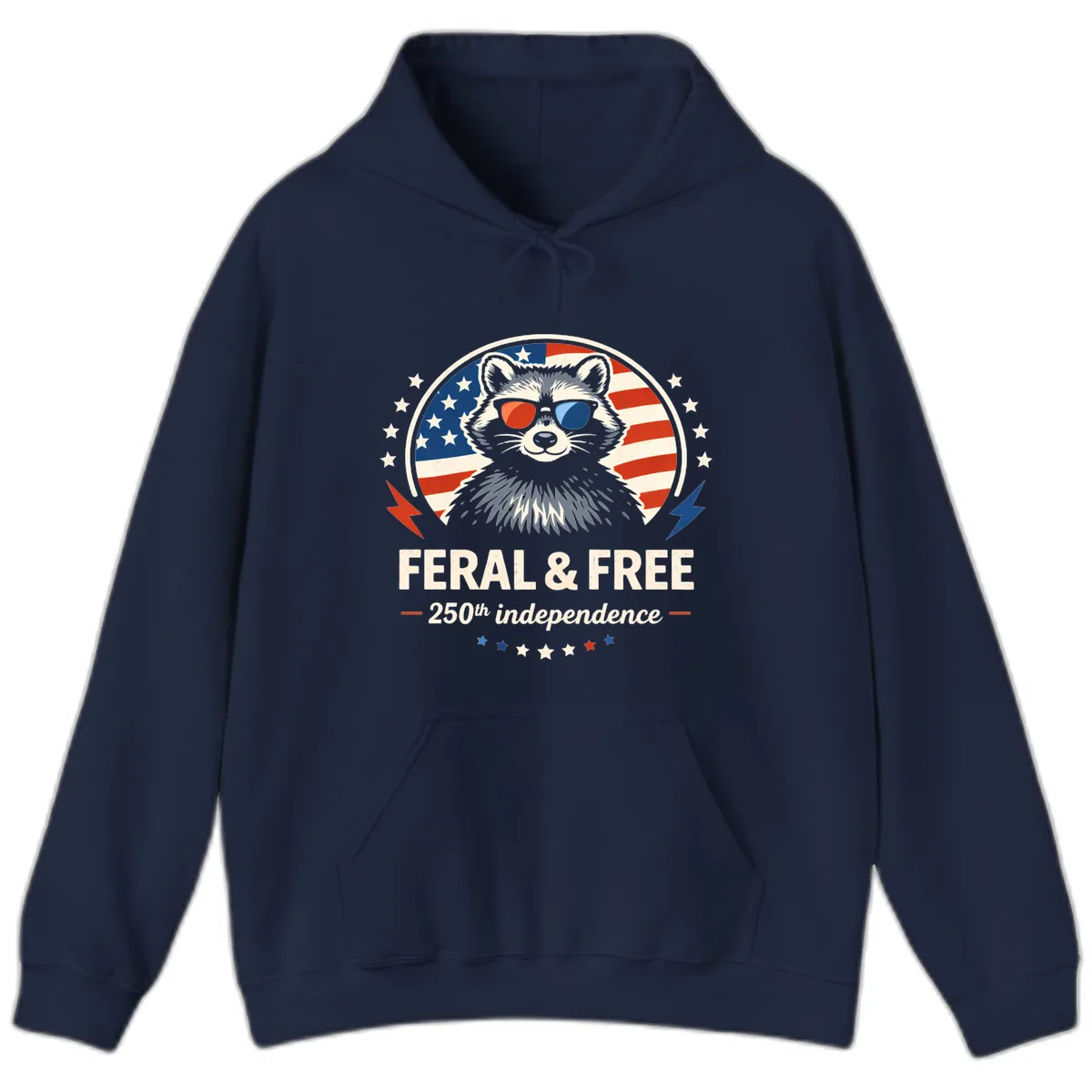 Feral & Free Raccoon 250th Independence Hoodie in Navy