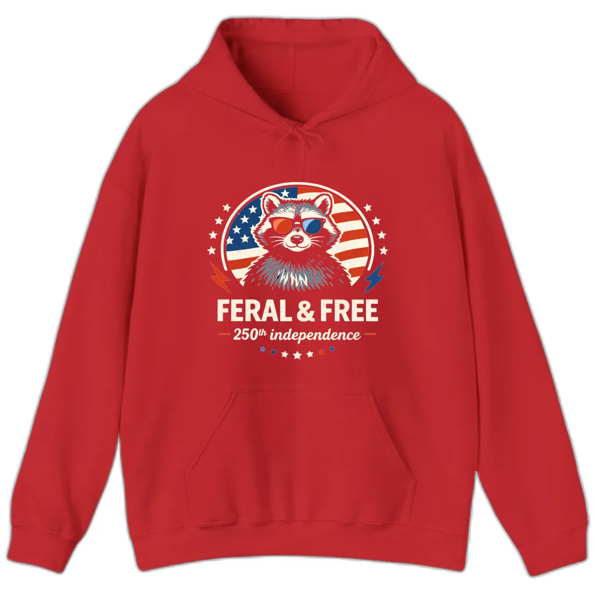Feral & Free Raccoon 250th Independence Hoodie in Red