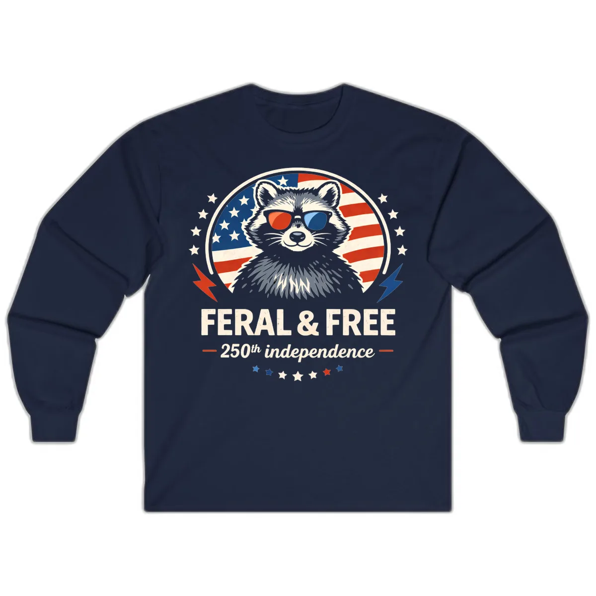 Feral & Free Raccoon 250th Independence Long Sleeve in Navy