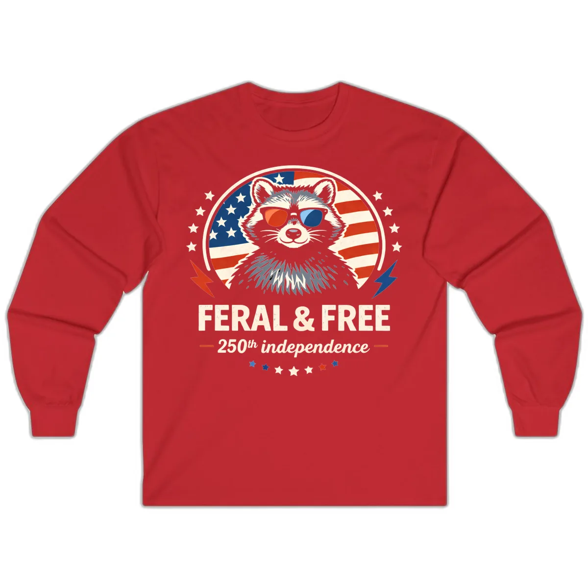 Feral & Free Raccoon 250th Independence Long Sleeve in Red