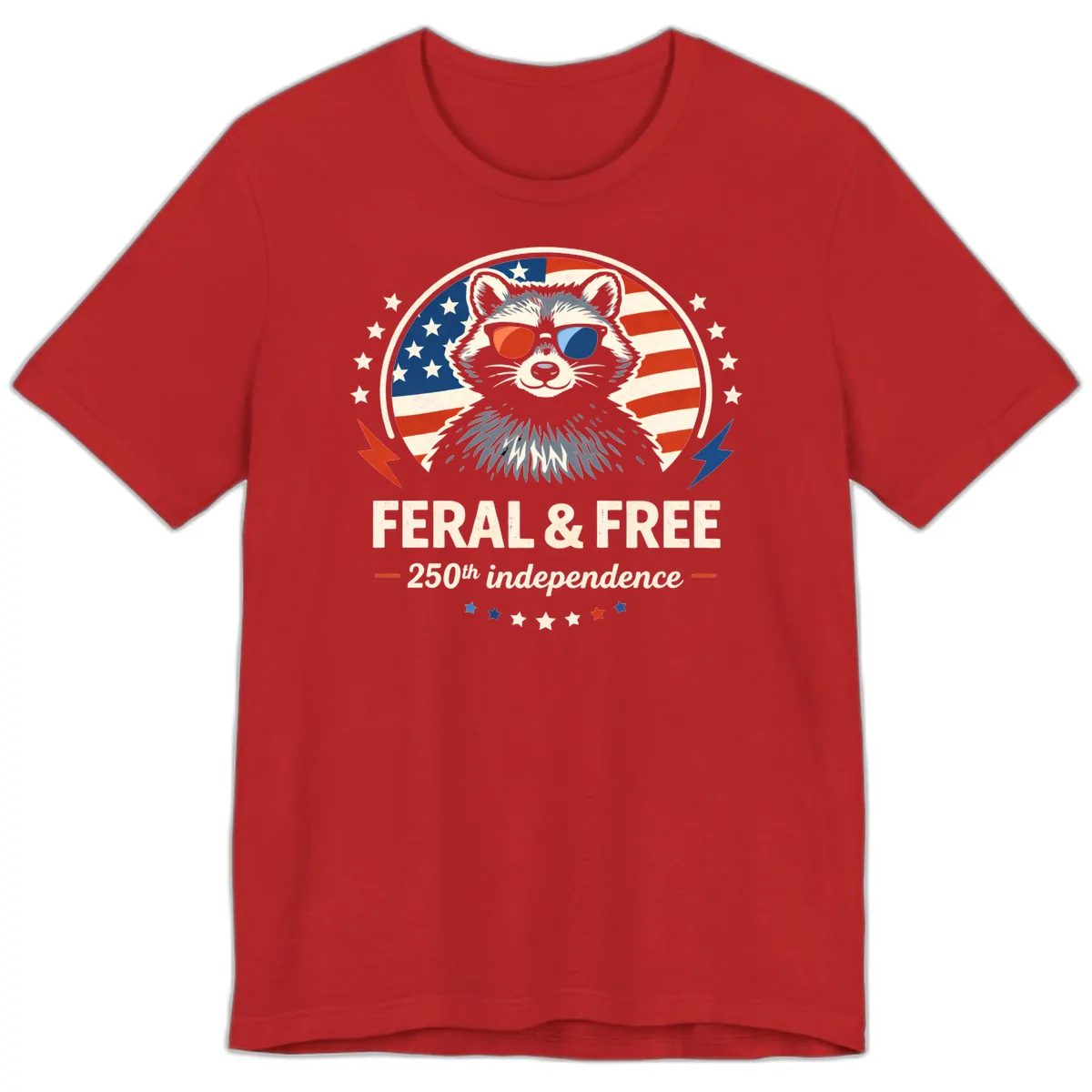 Feral & Free Raccoon 250th Independence Premium T-Shirt in Red