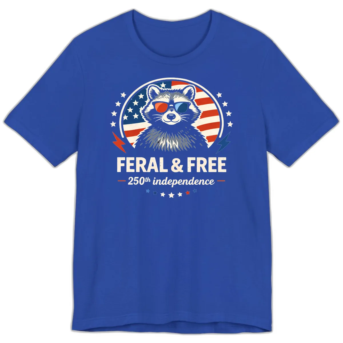 Feral & Free Raccoon 250th Independence Premium T-Shirt in True Royal