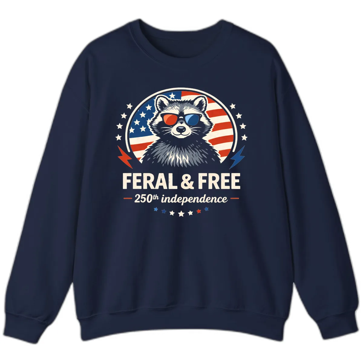 Feral & Free Raccoon 250th Independence Sweatshirt in Navy