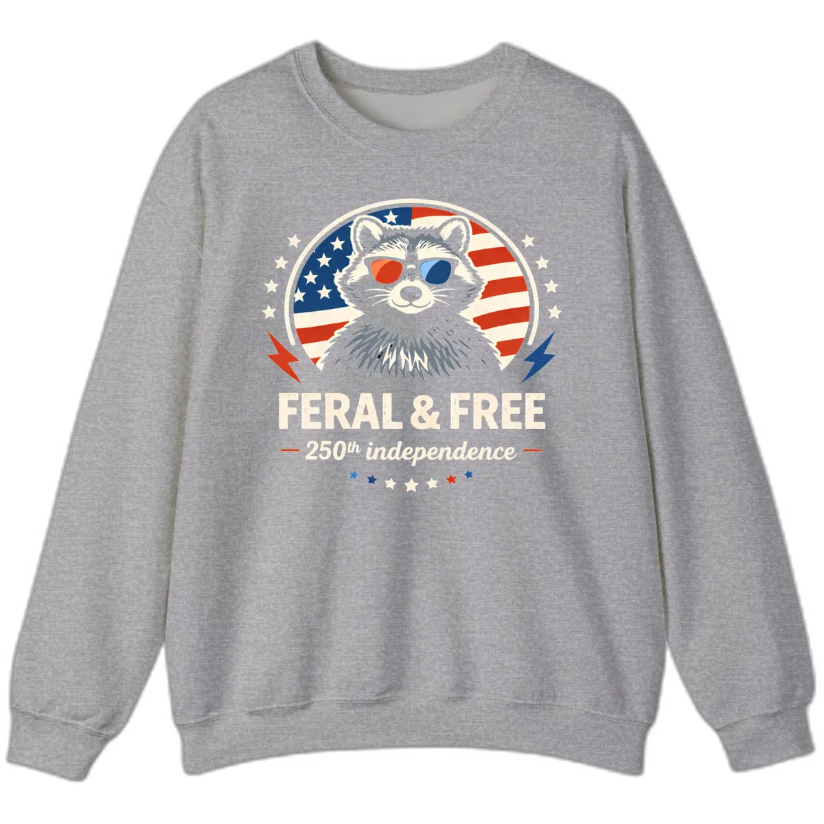 Feral & Free Raccoon 250th Independence Sweatshirt in Sport Grey