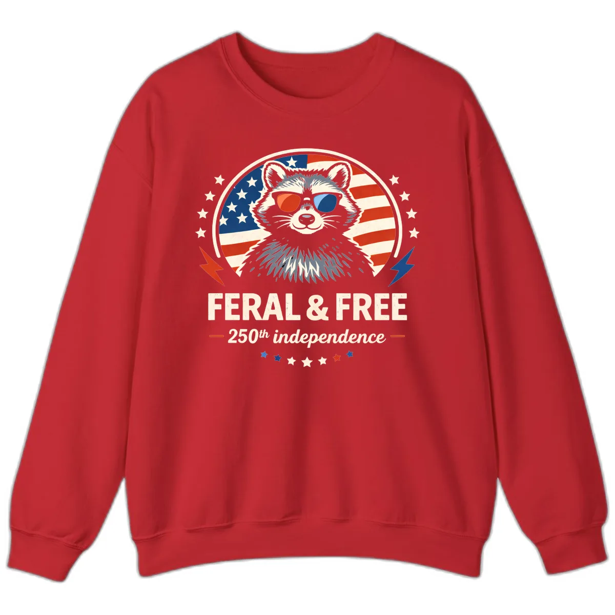Feral & Free Raccoon 250th Independence Sweatshirt in Red