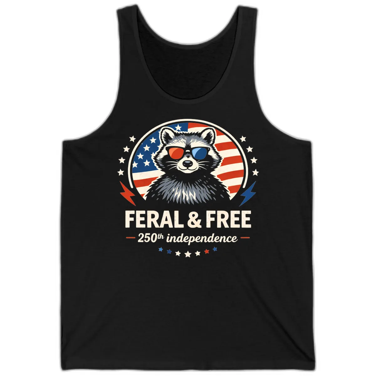 Feral & Free Raccoon 250th Independence Tank in Black