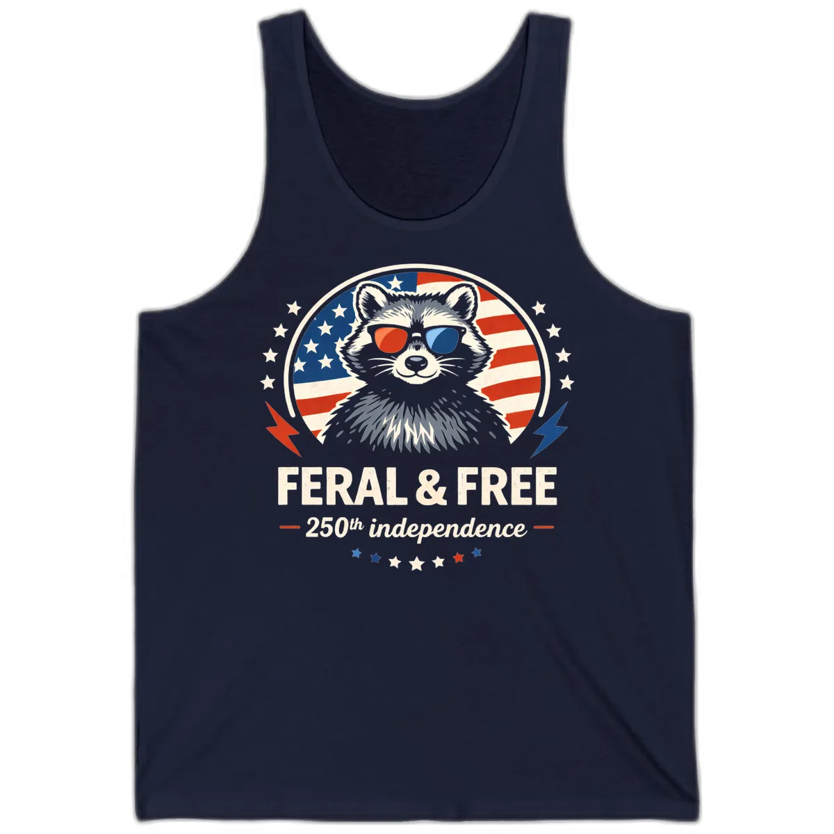Feral & Free Raccoon 250th Independence Tank in Navy