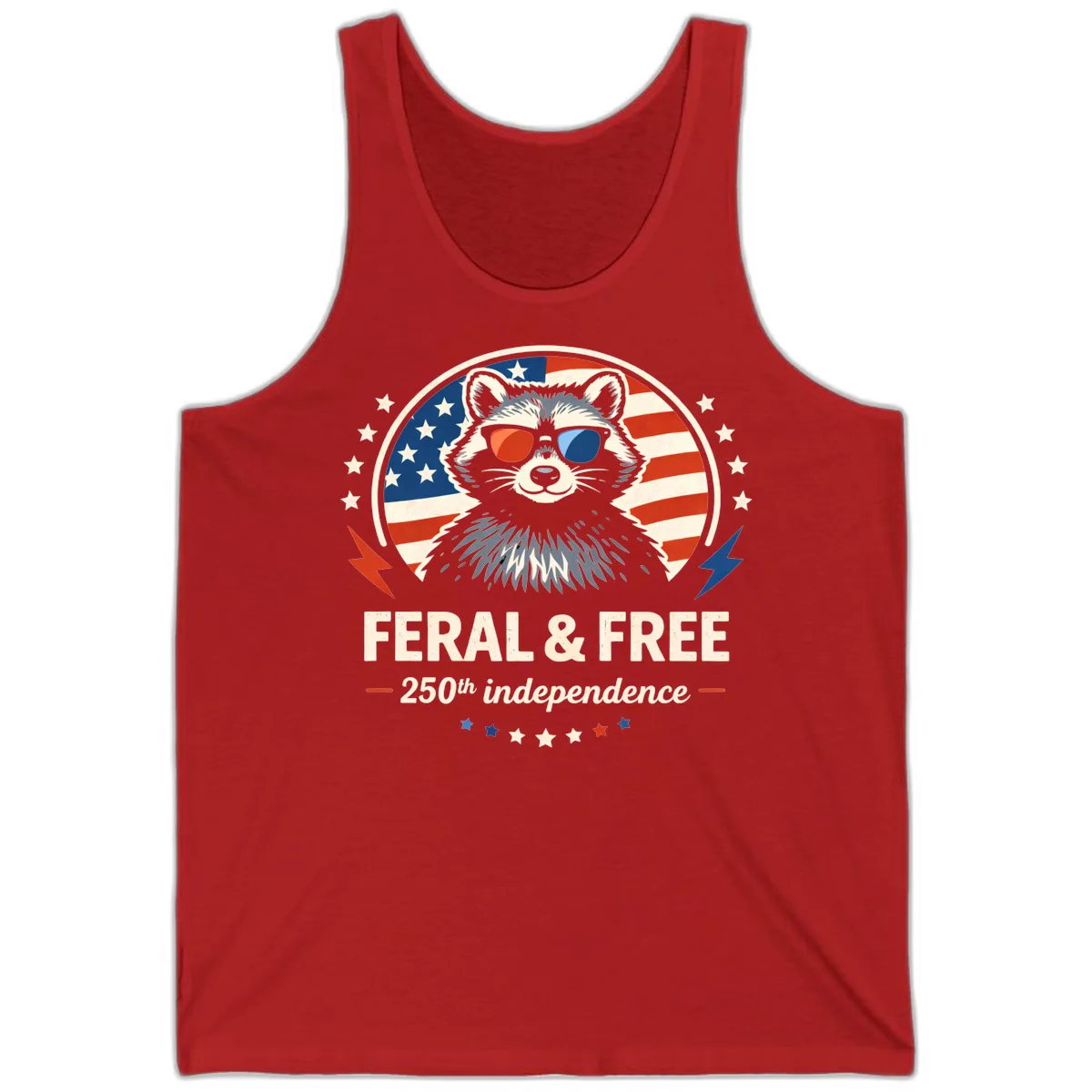 Feral & Free Raccoon 250th Independence Tank in Red