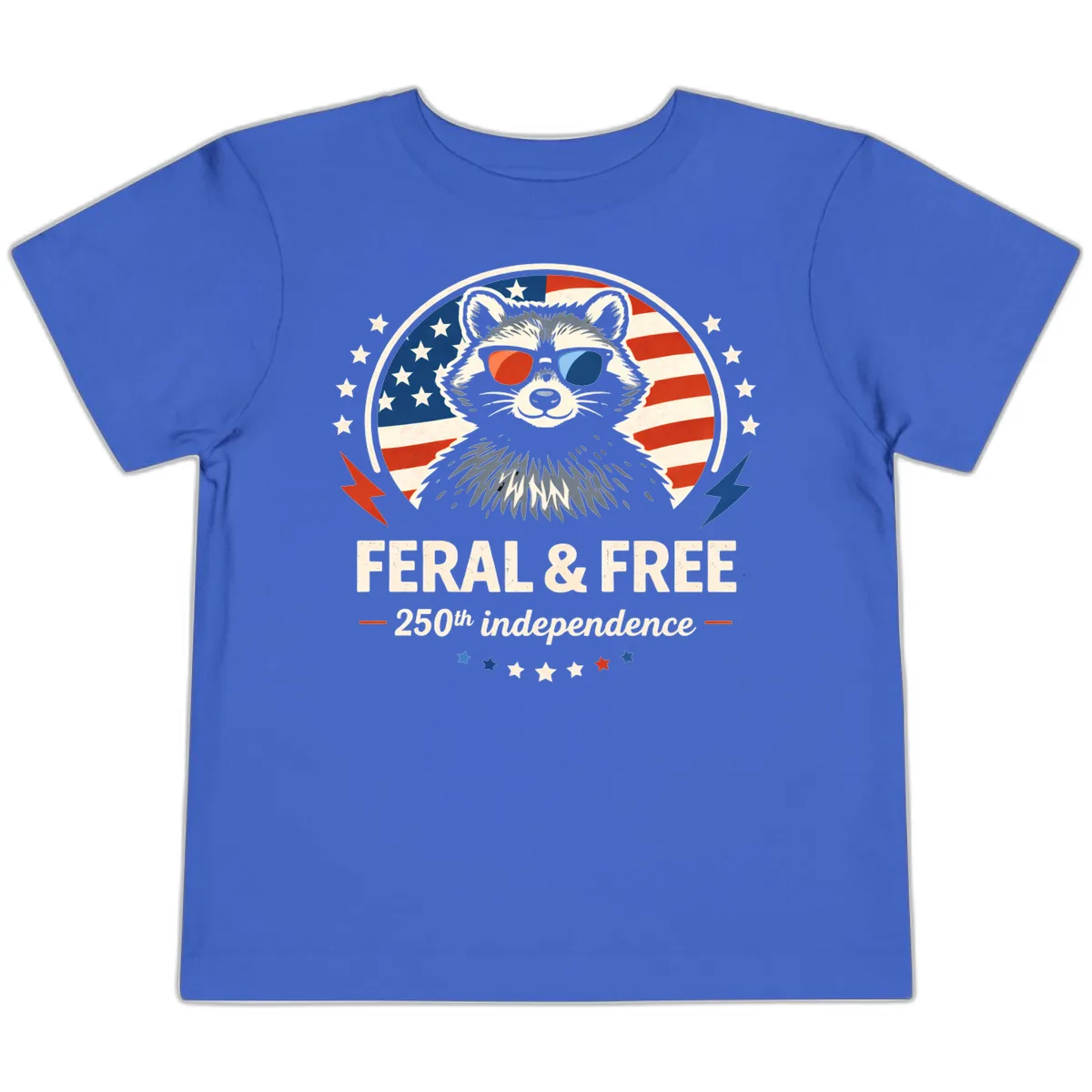 Feral & Free Raccoon 250th Independence Toddler T-Shirt in True Royal