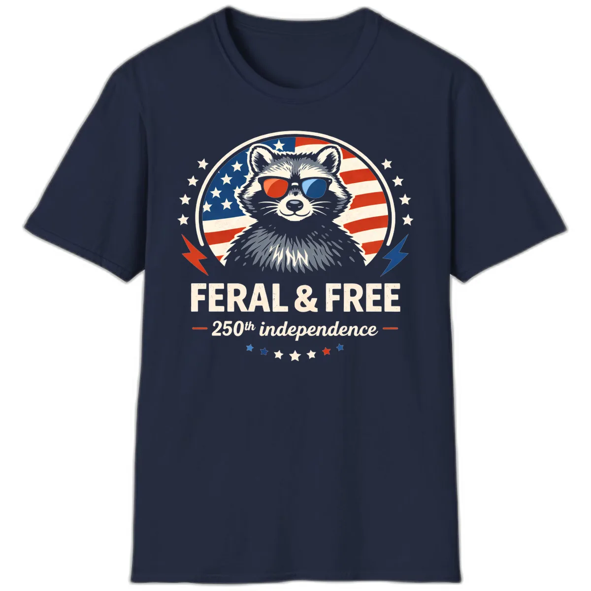 Feral & Free Raccoon 250th Independence T-Shirt in Navy
