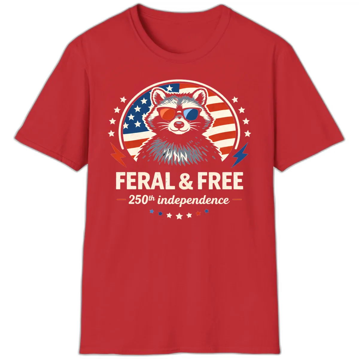 Feral & Free Raccoon 250th Independence T-Shirt in Red