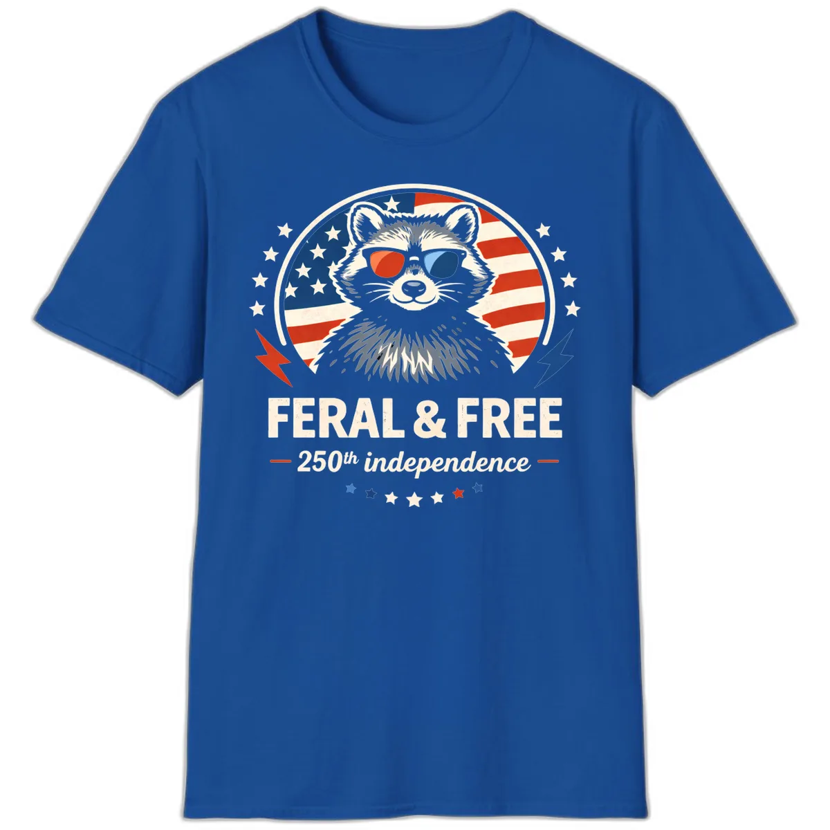 Feral & Free Raccoon 250th Independence T-Shirt in Royal
