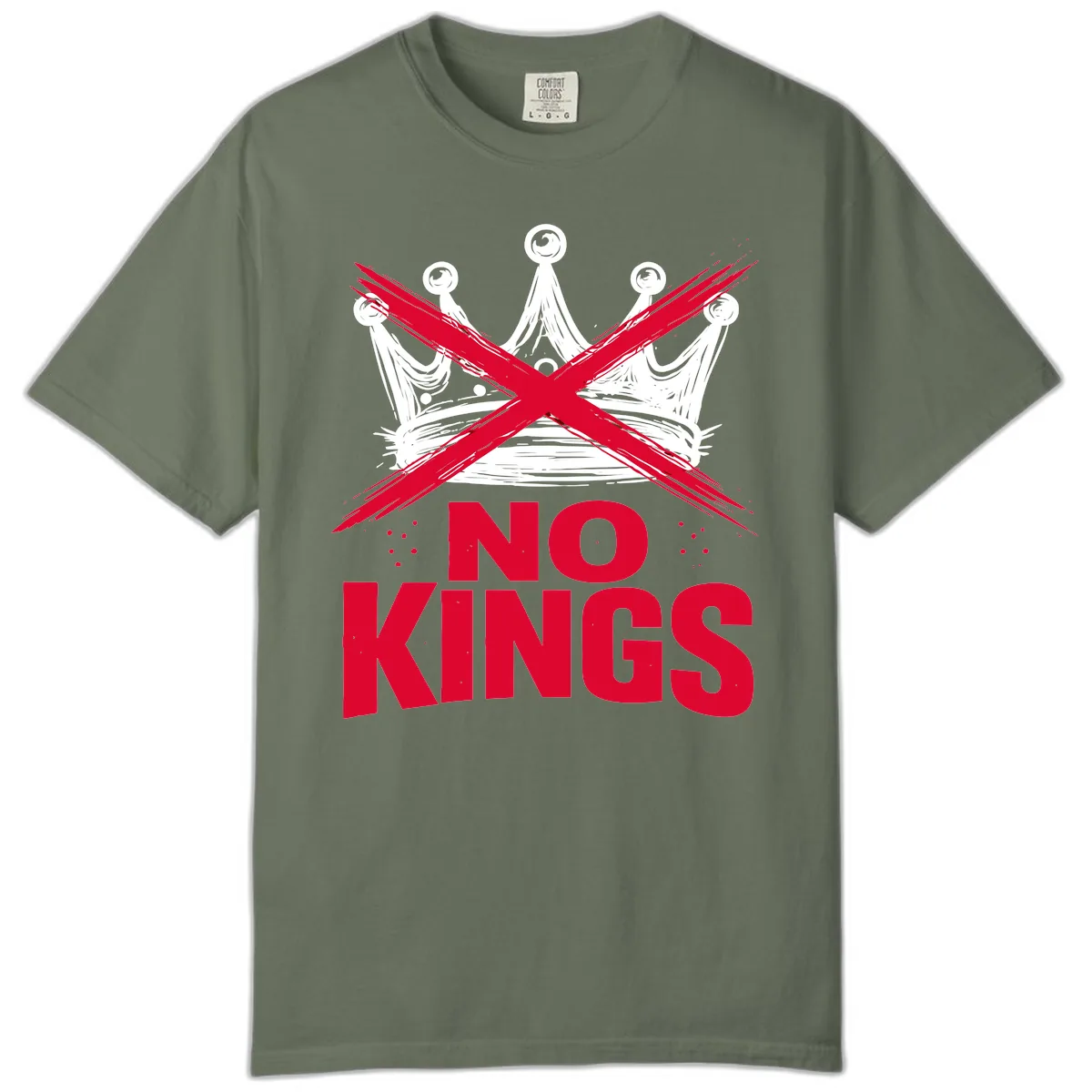 No Kings Crown Rebellion Graphic Comfort Color in Moss