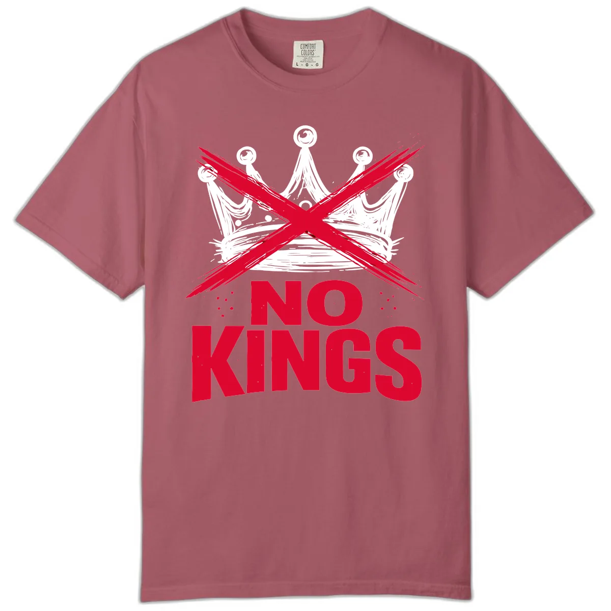 No Kings Crown Rebellion Graphic Comfort Color in Crimson