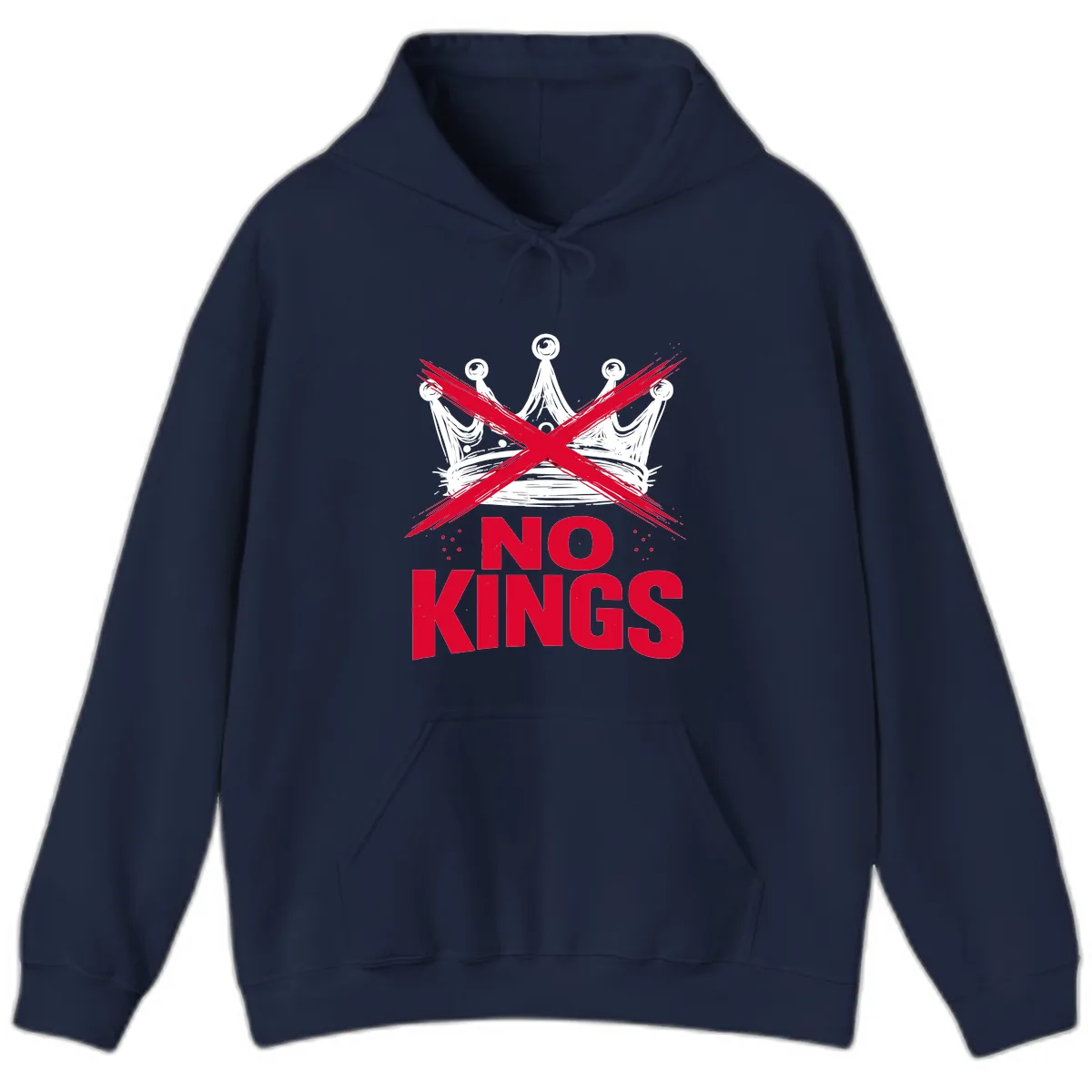No Kings Crown Rebellion Graphic Hoodie in Navy