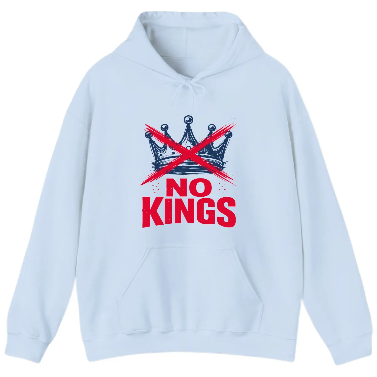 No Kings Crown Rebellion Graphic Hoodie in Light Blue