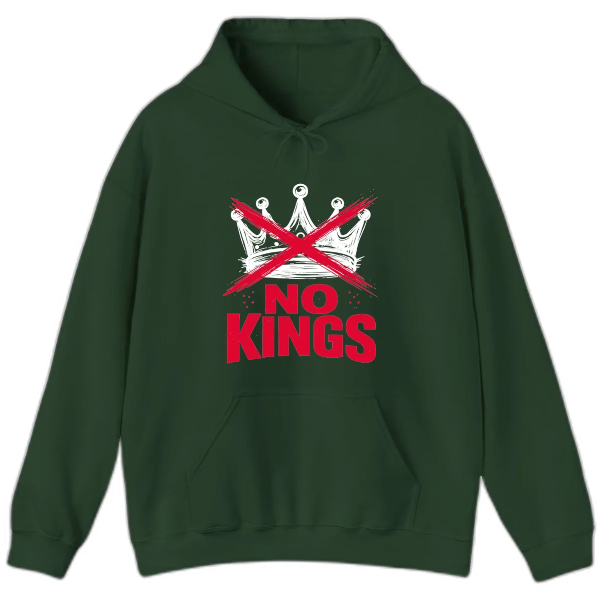 No Kings Crown Rebellion Graphic Hoodie in Forest Green