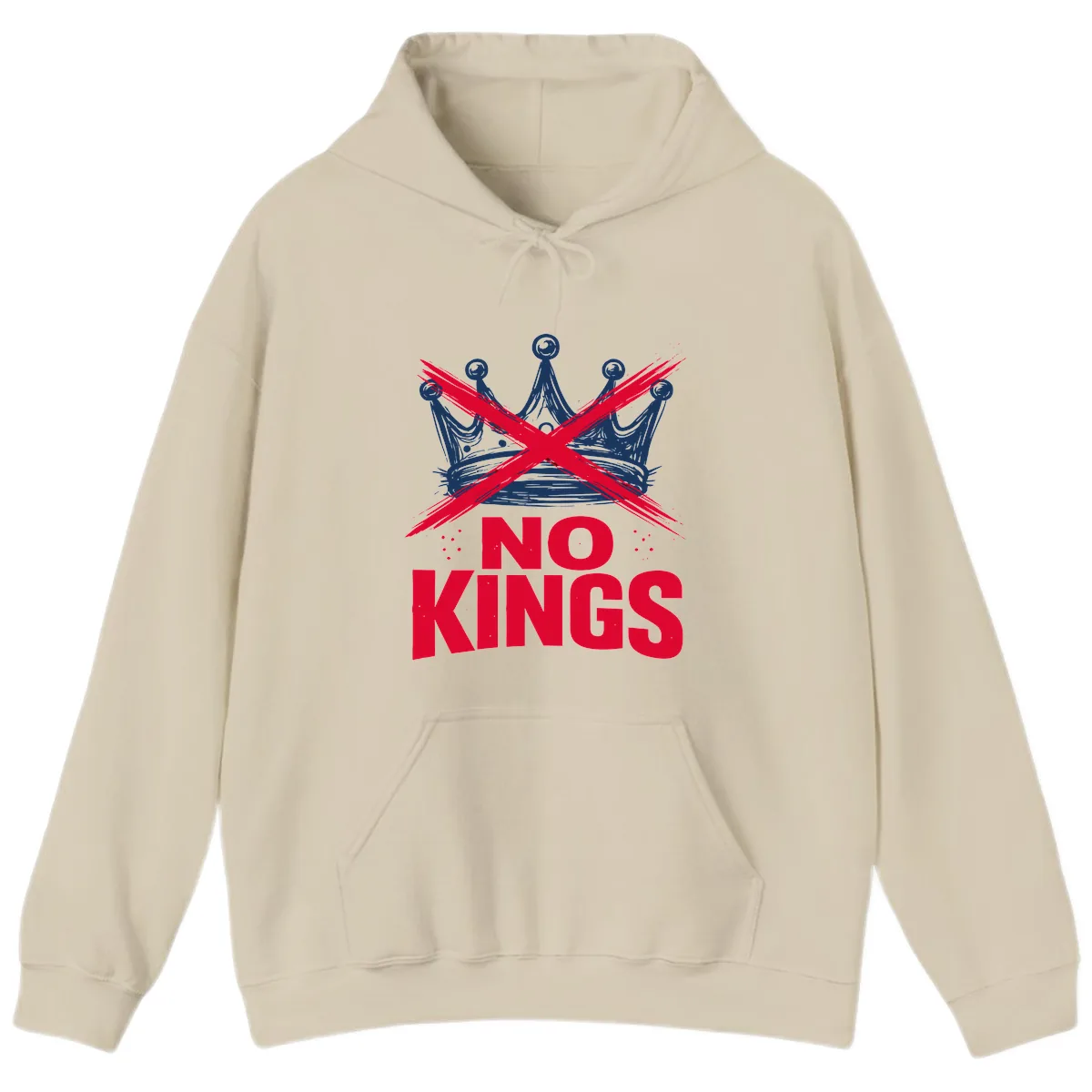 No Kings Crown Rebellion Graphic Hoodie in Sand
