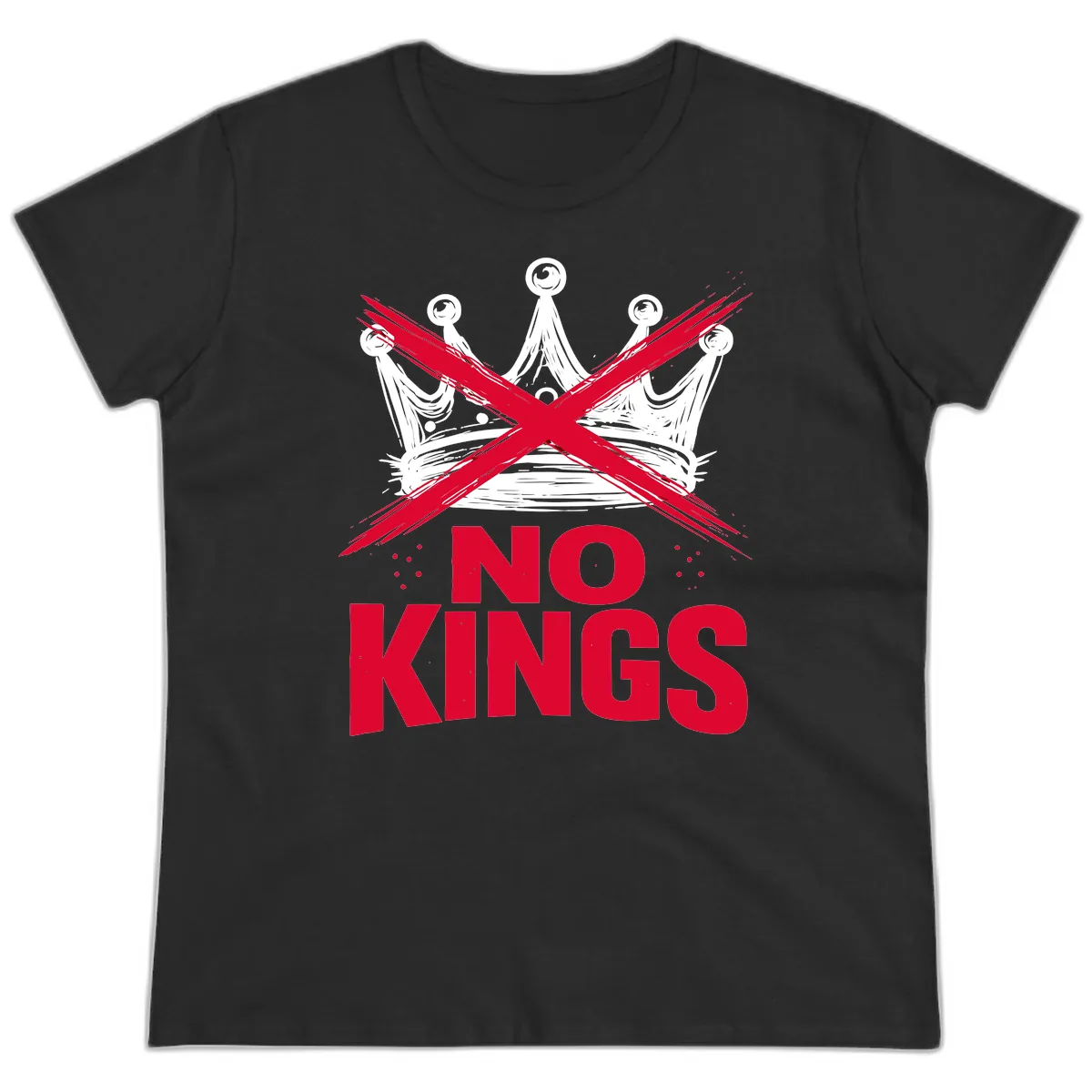 No Kings Crown Rebellion Graphic Ladies Tee in Black