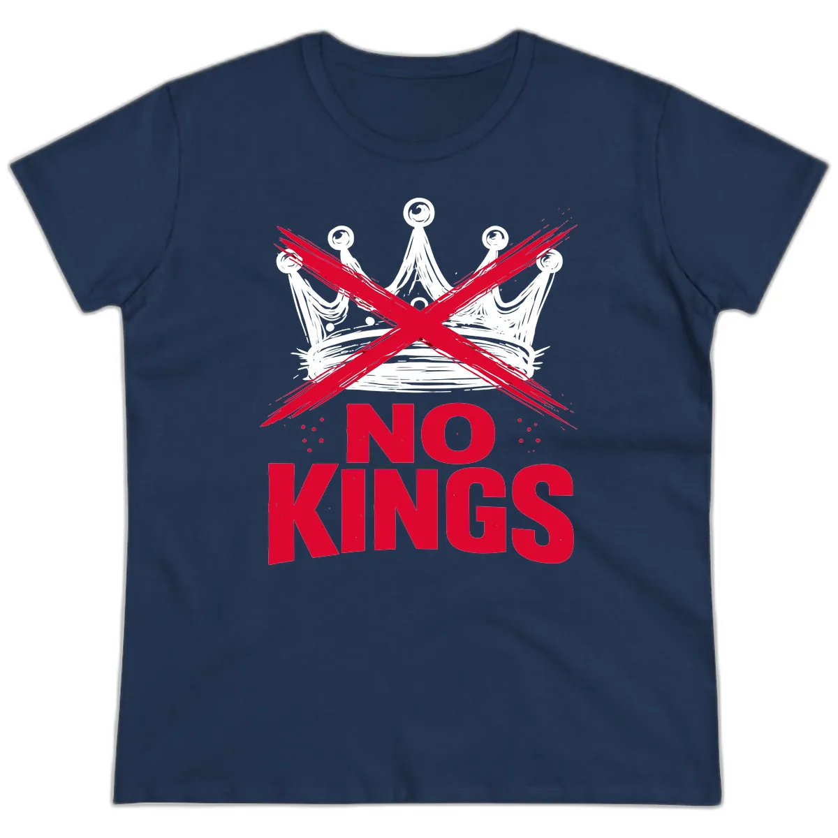 No Kings Crown Rebellion Graphic Ladies Tee in Navy