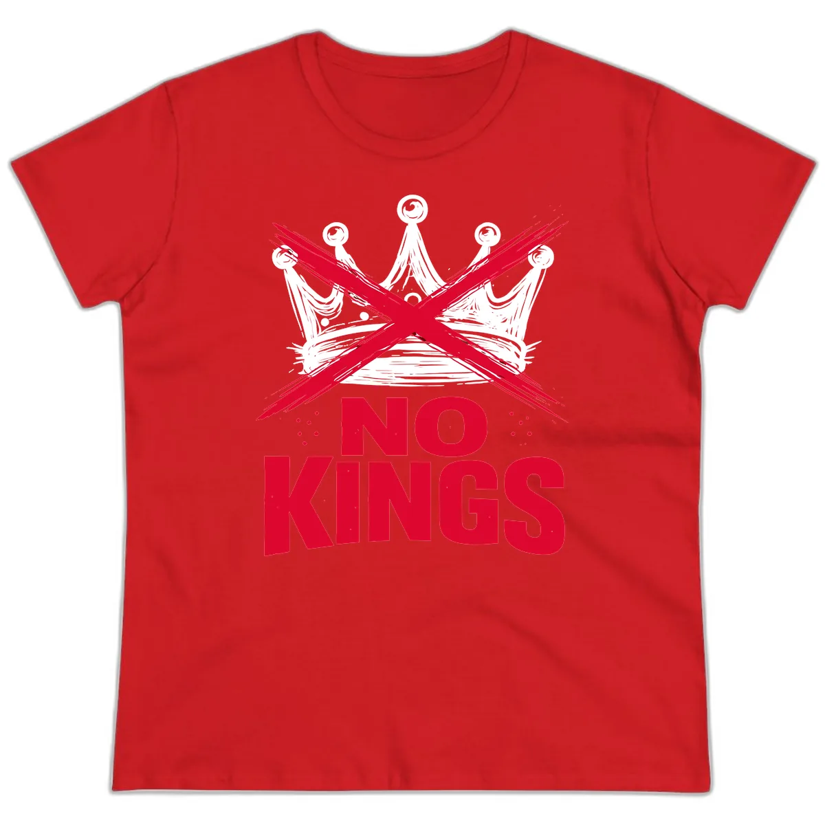 No Kings Crown Rebellion Graphic Ladies Tee in Red