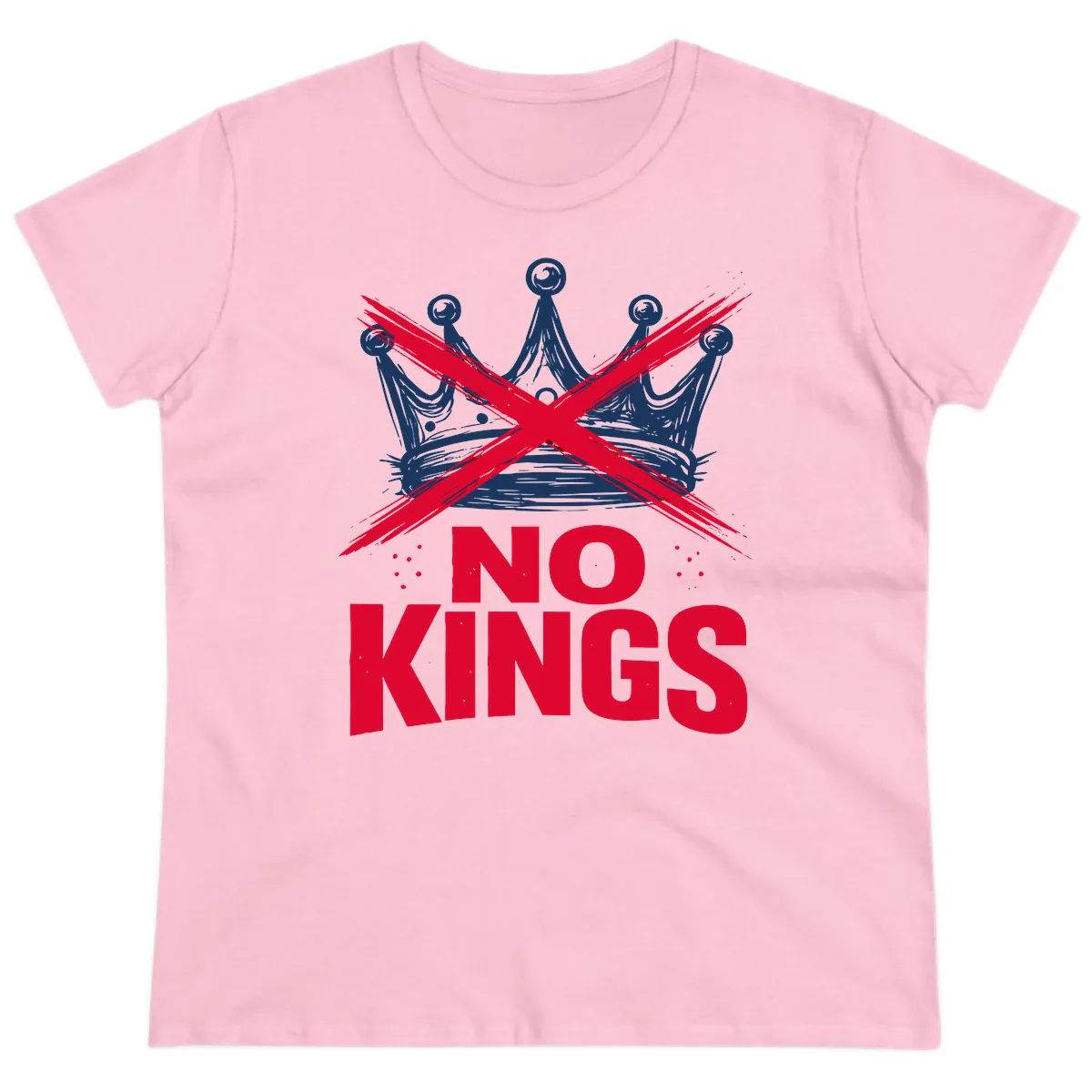 No Kings Crown Rebellion Graphic Ladies Tee in Light Pink