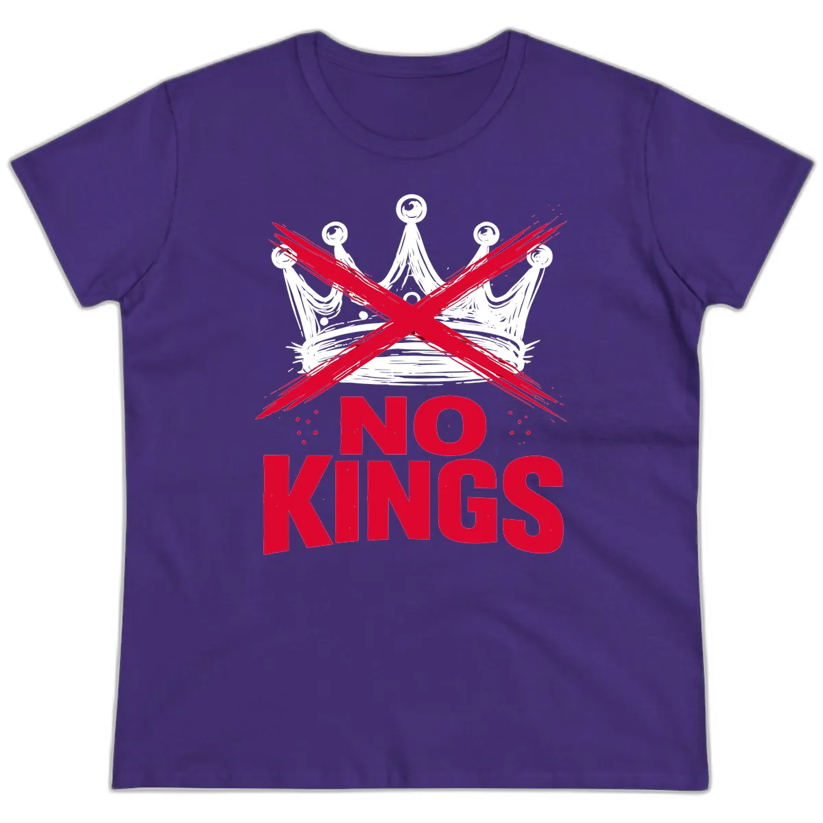 No Kings Crown Rebellion Graphic Ladies Tee in Purple