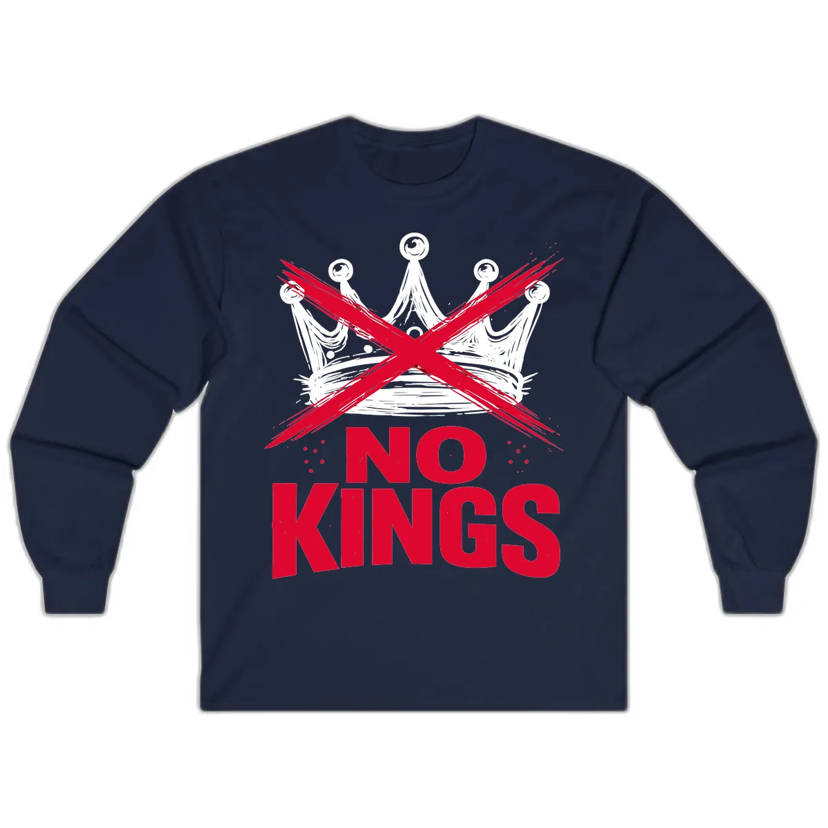No Kings Crown Rebellion Graphic Long Sleeve in Navy