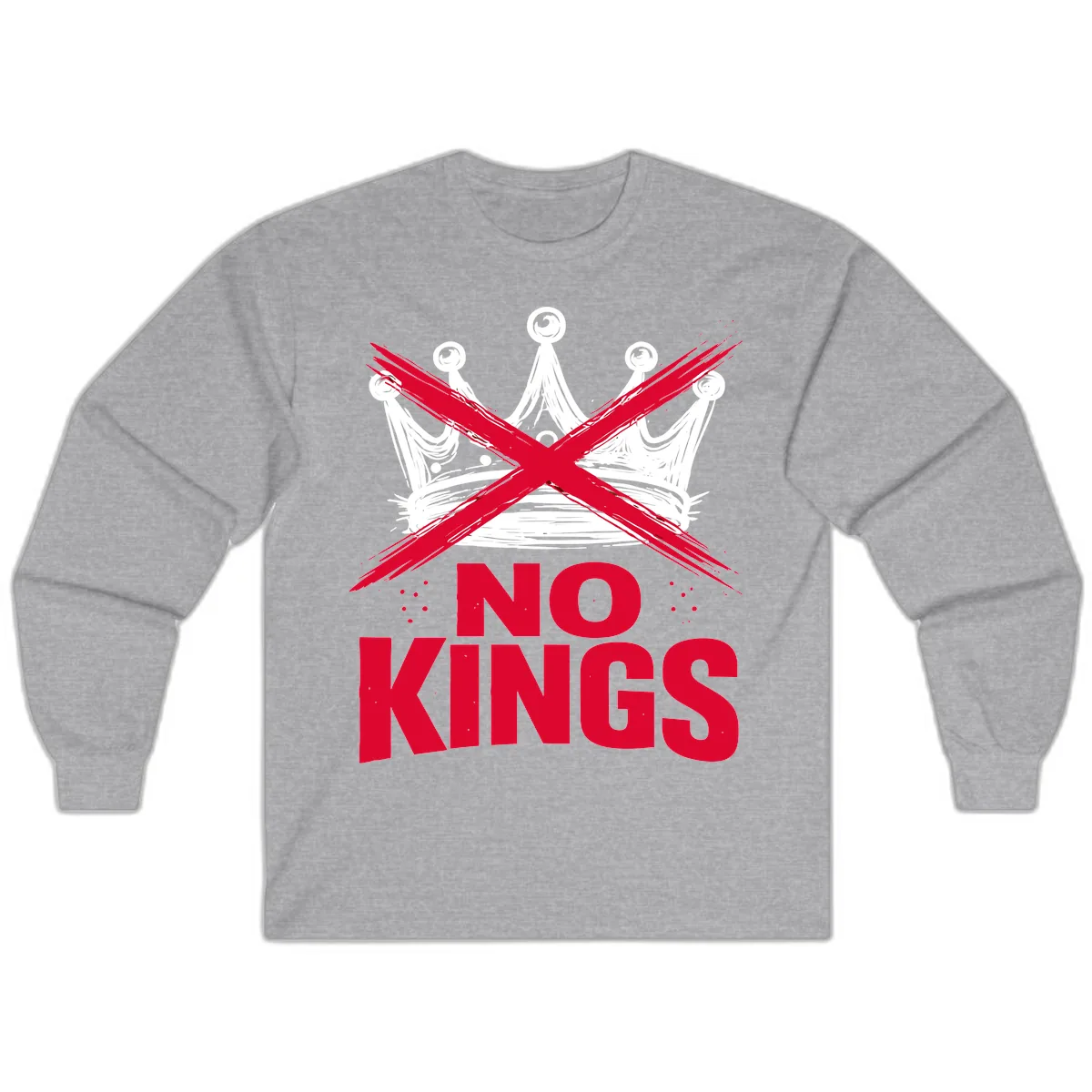 No Kings Crown Rebellion Graphic Long Sleeve in Sport Grey