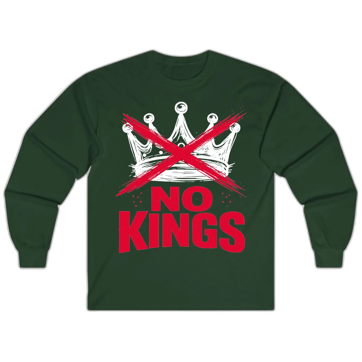 No Kings Crown Rebellion Graphic Long Sleeve in Forest Green