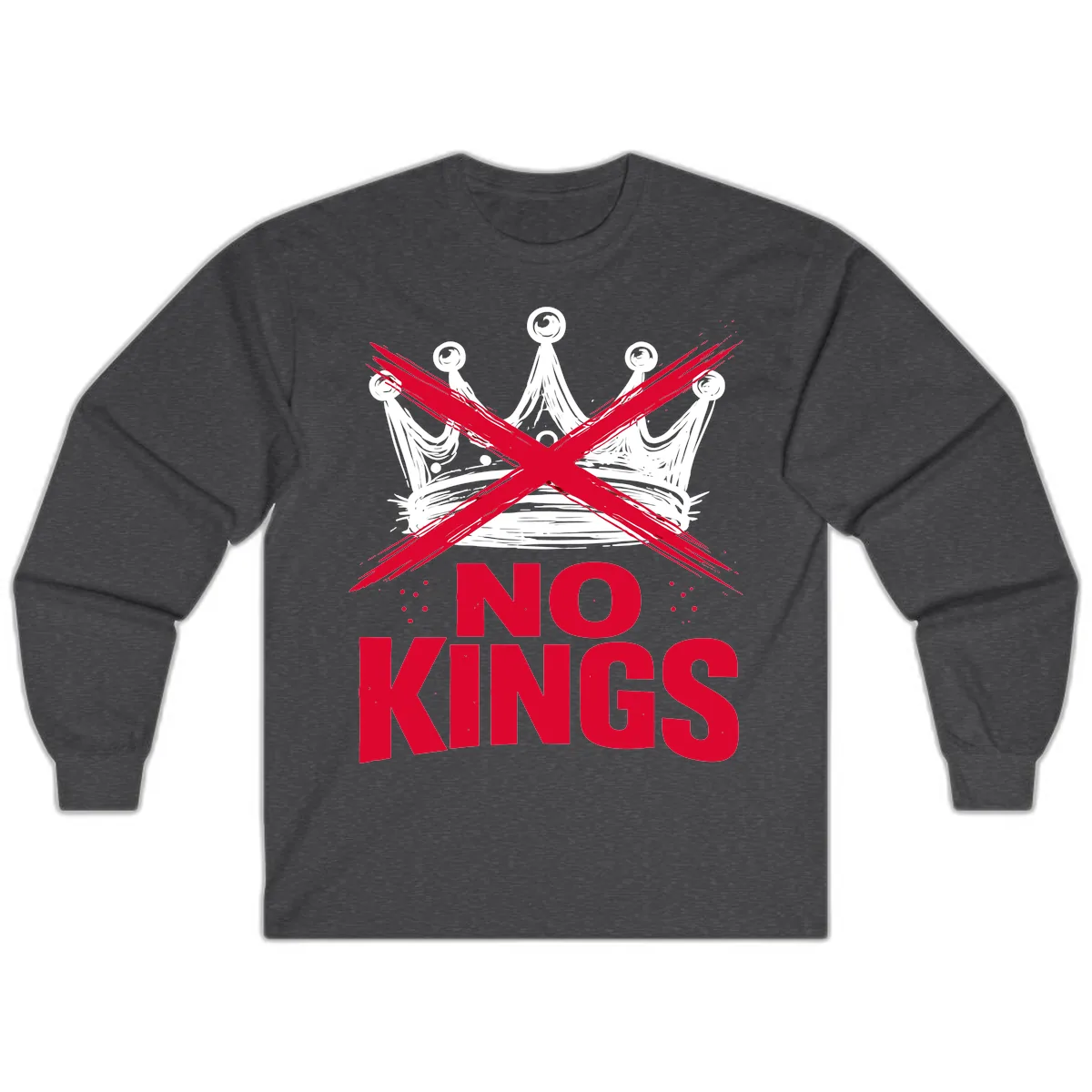 No Kings Crown Rebellion Graphic Long Sleeve in Dark Heather