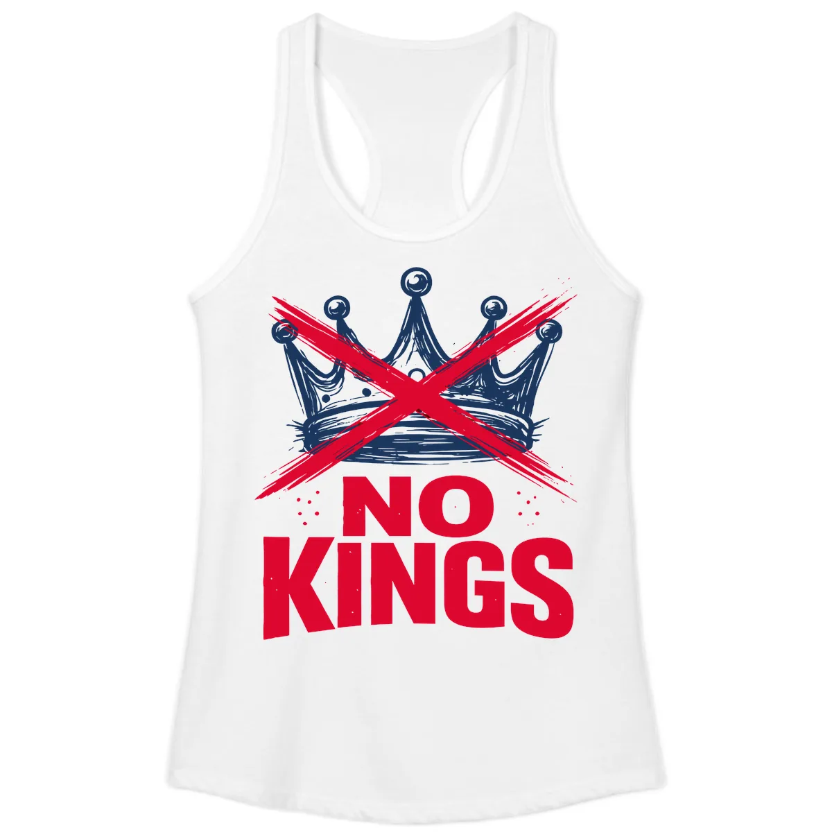 No Kings Crown Rebellion Graphic Ladies Tank in White