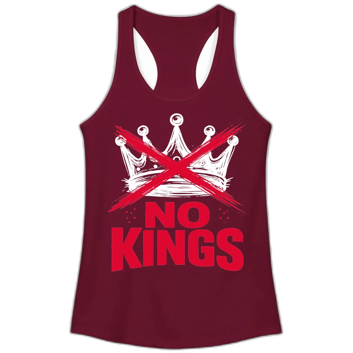 No Kings Crown Rebellion Graphic Ladies Tank in Solid Cardinal Red