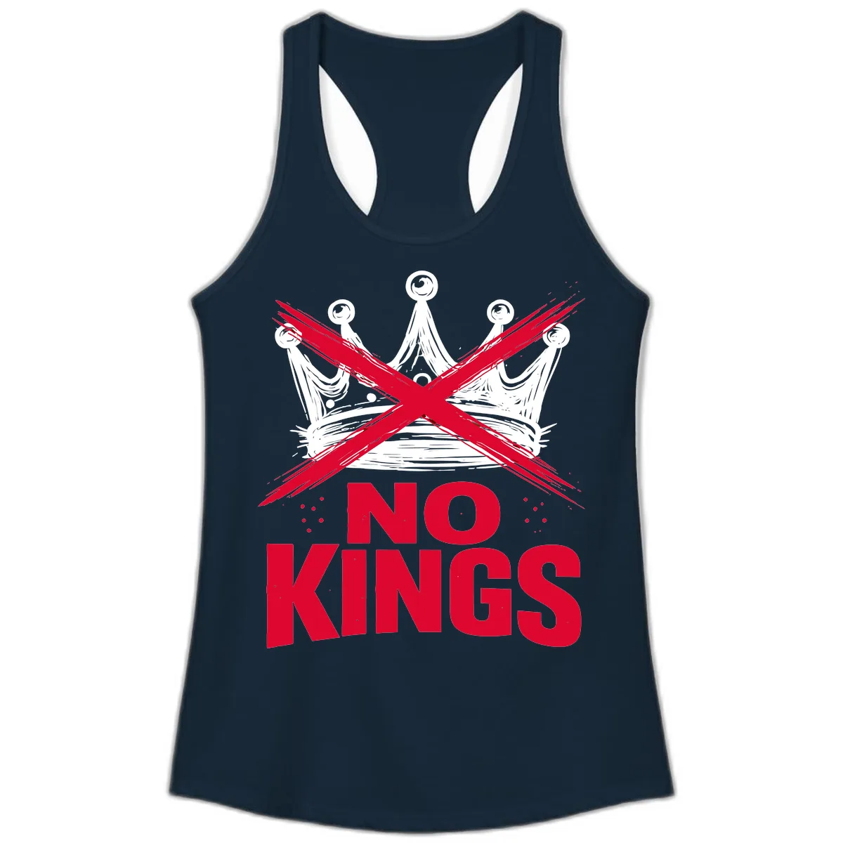 No Kings Crown Rebellion Graphic Ladies Tank in Solid Midnight Navy