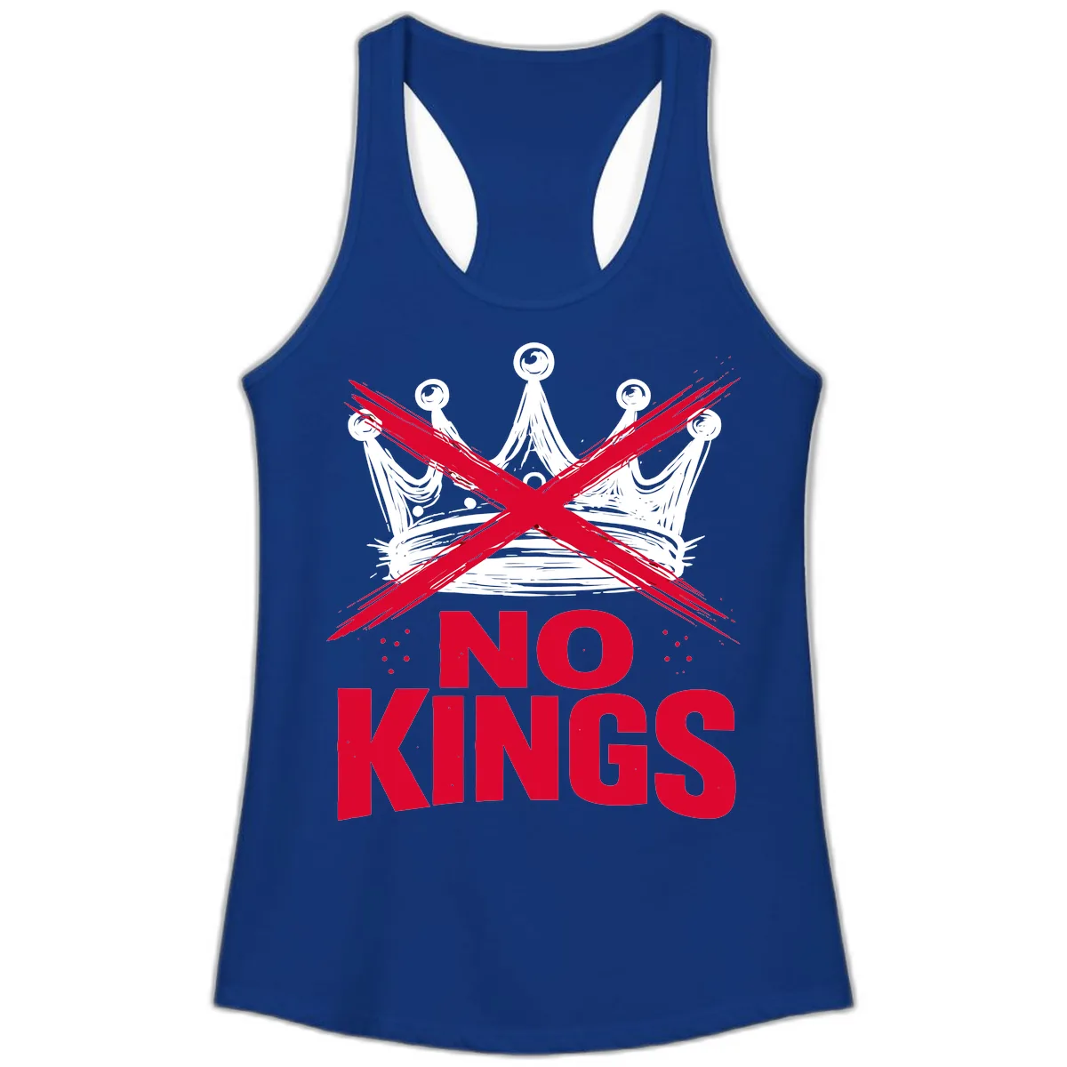 No Kings Crown Rebellion Graphic Ladies Tank in Solid Royal