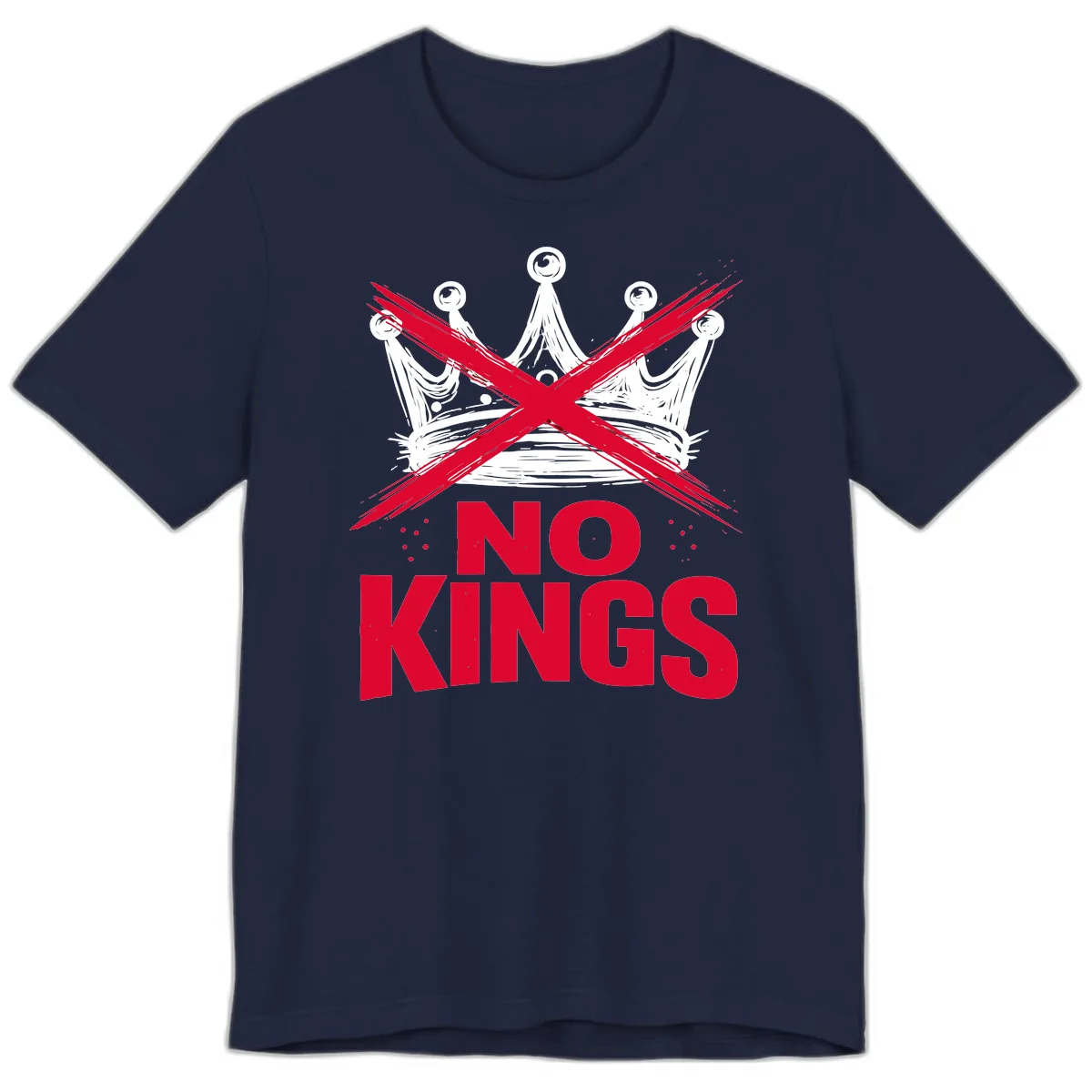 No Kings Crown Rebellion Graphic Premium T-Shirt in Navy