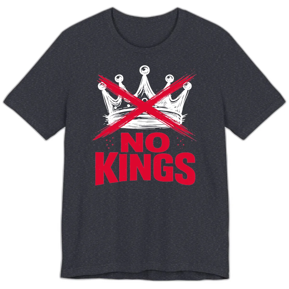 No Kings Crown Rebellion Graphic Premium T-Shirt in Heather Navy