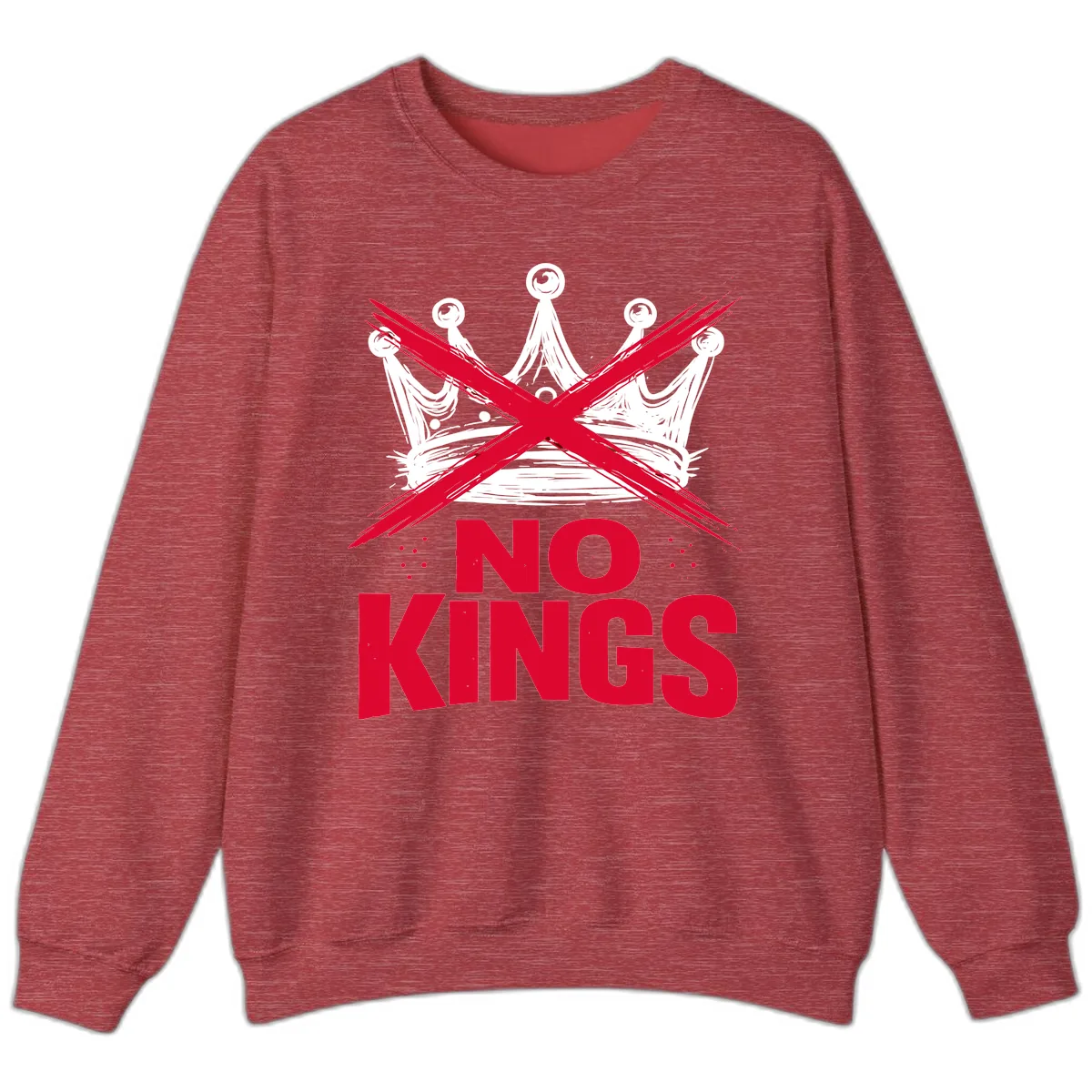 No Kings Crown Rebellion Graphic Sweatshirt in Heather Scarlet Red