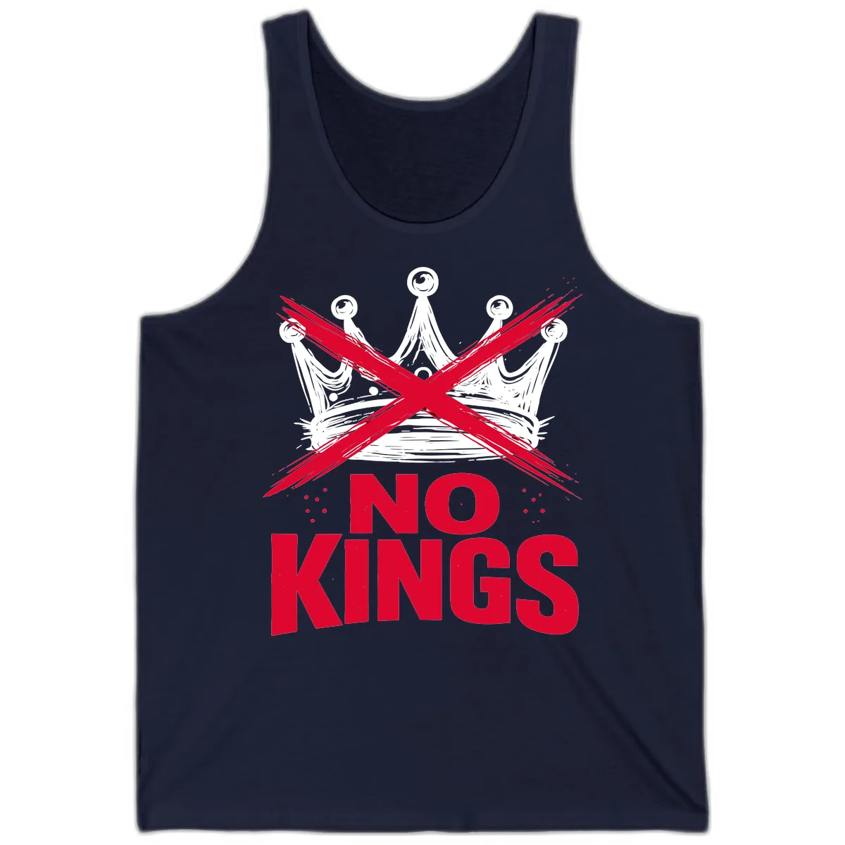 No Kings Crown Rebellion Graphic Tank in Navy
