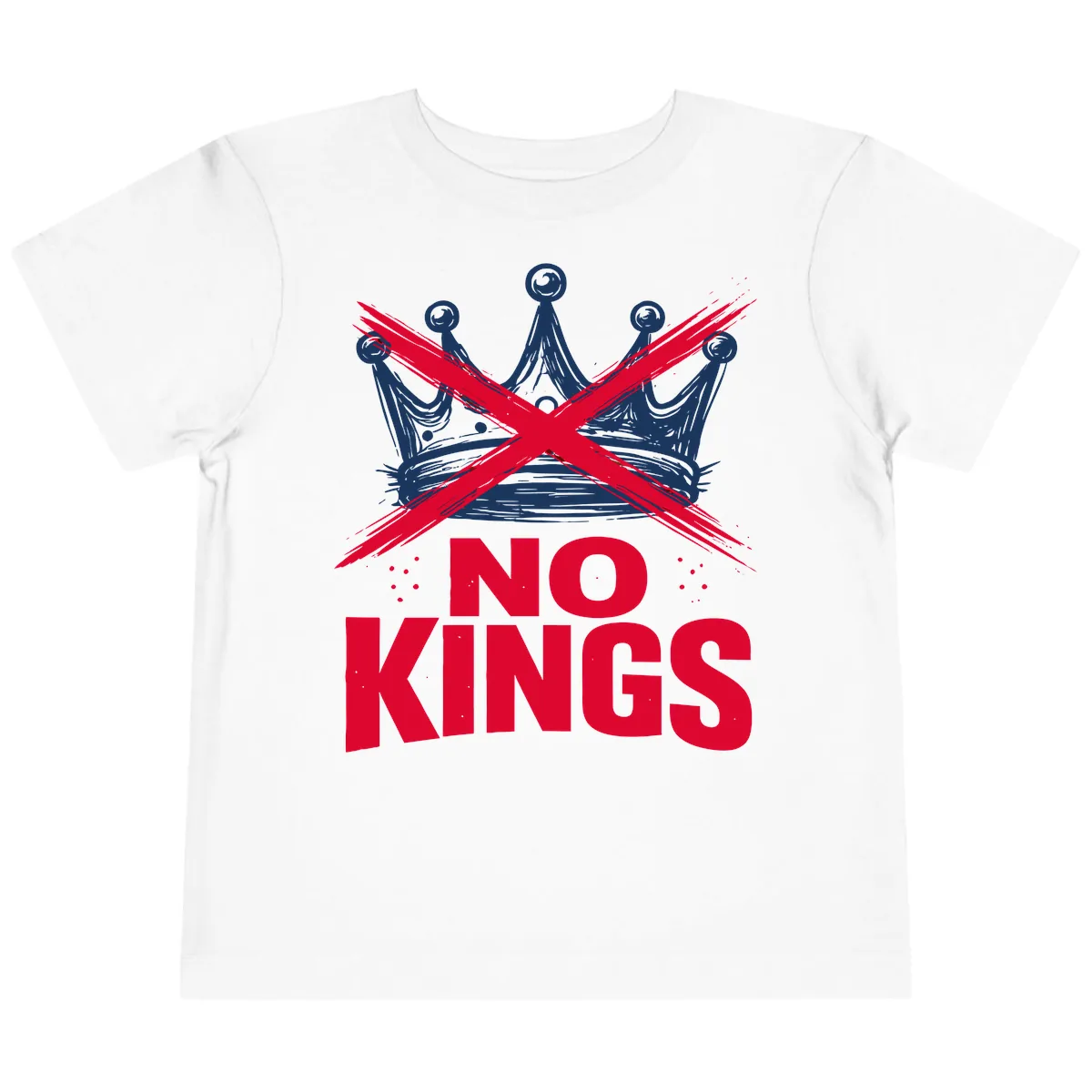 No Kings Crown Rebellion Graphic Toddler T-Shirt in White