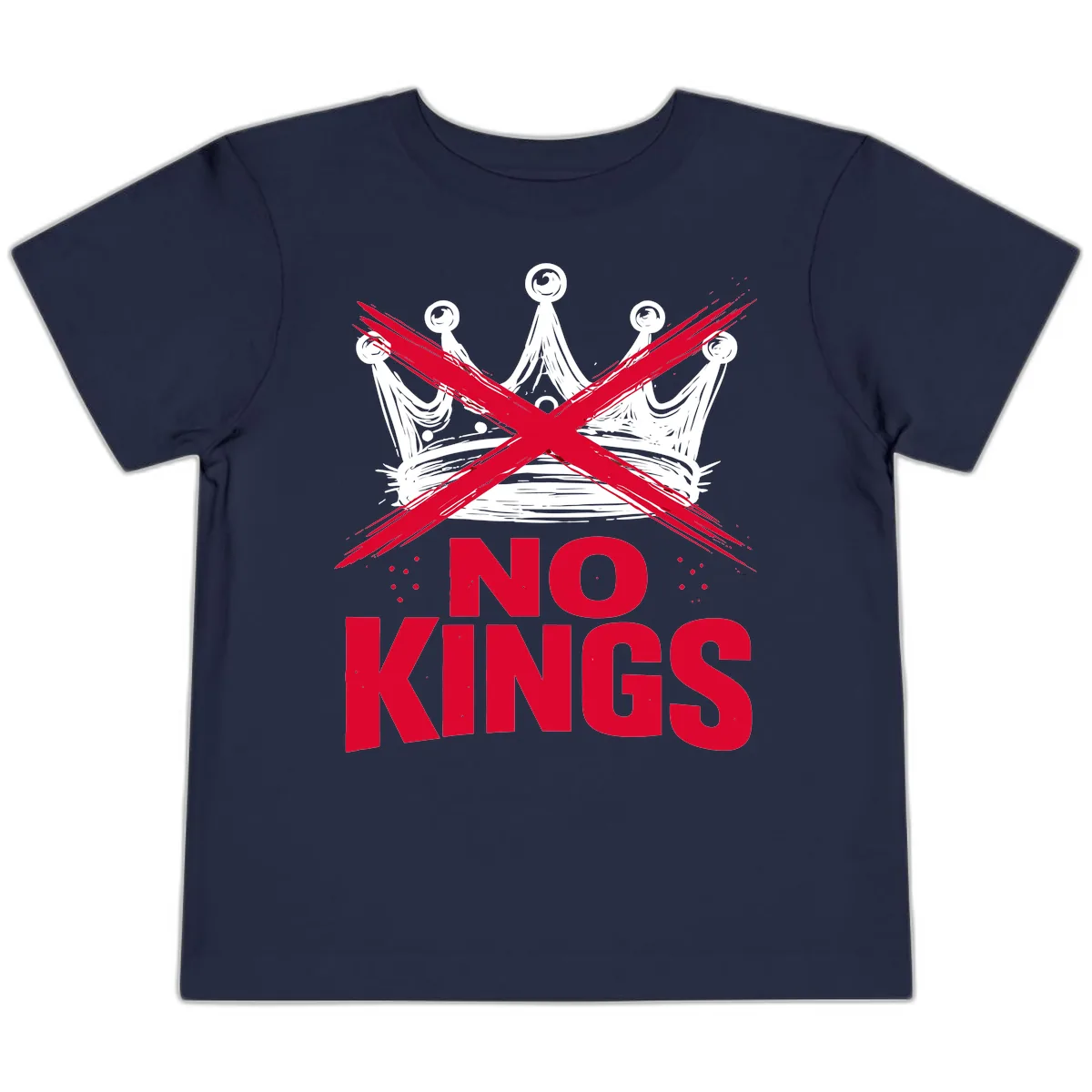 No Kings Crown Rebellion Graphic Toddler T-Shirt in Navy