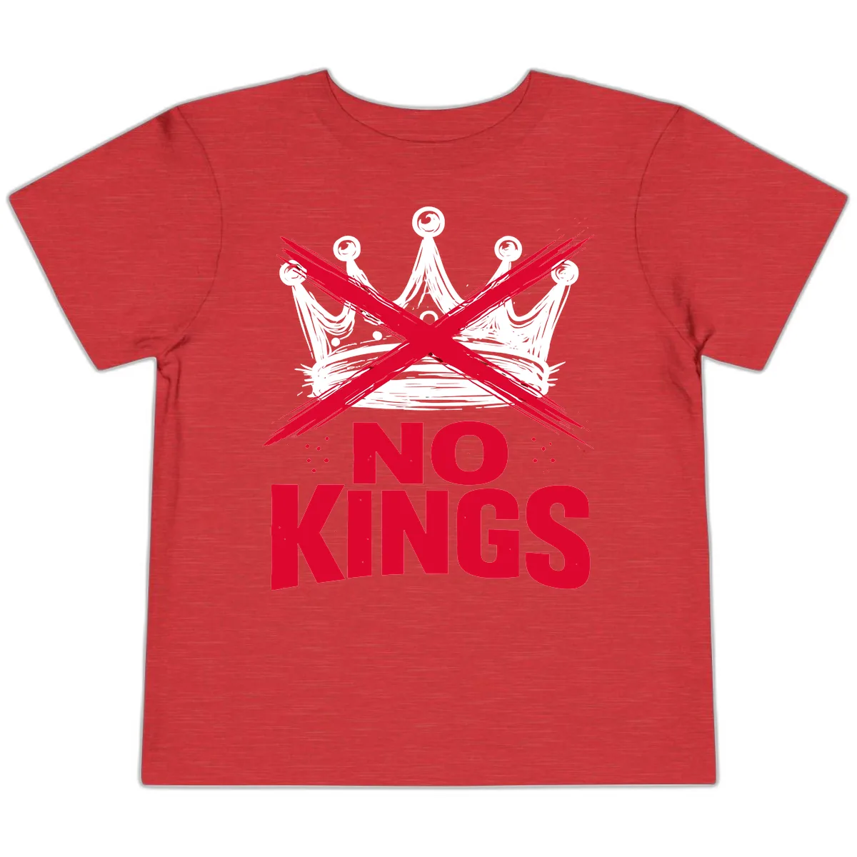 No Kings Crown Rebellion Graphic Toddler T-Shirt in Heather Red
