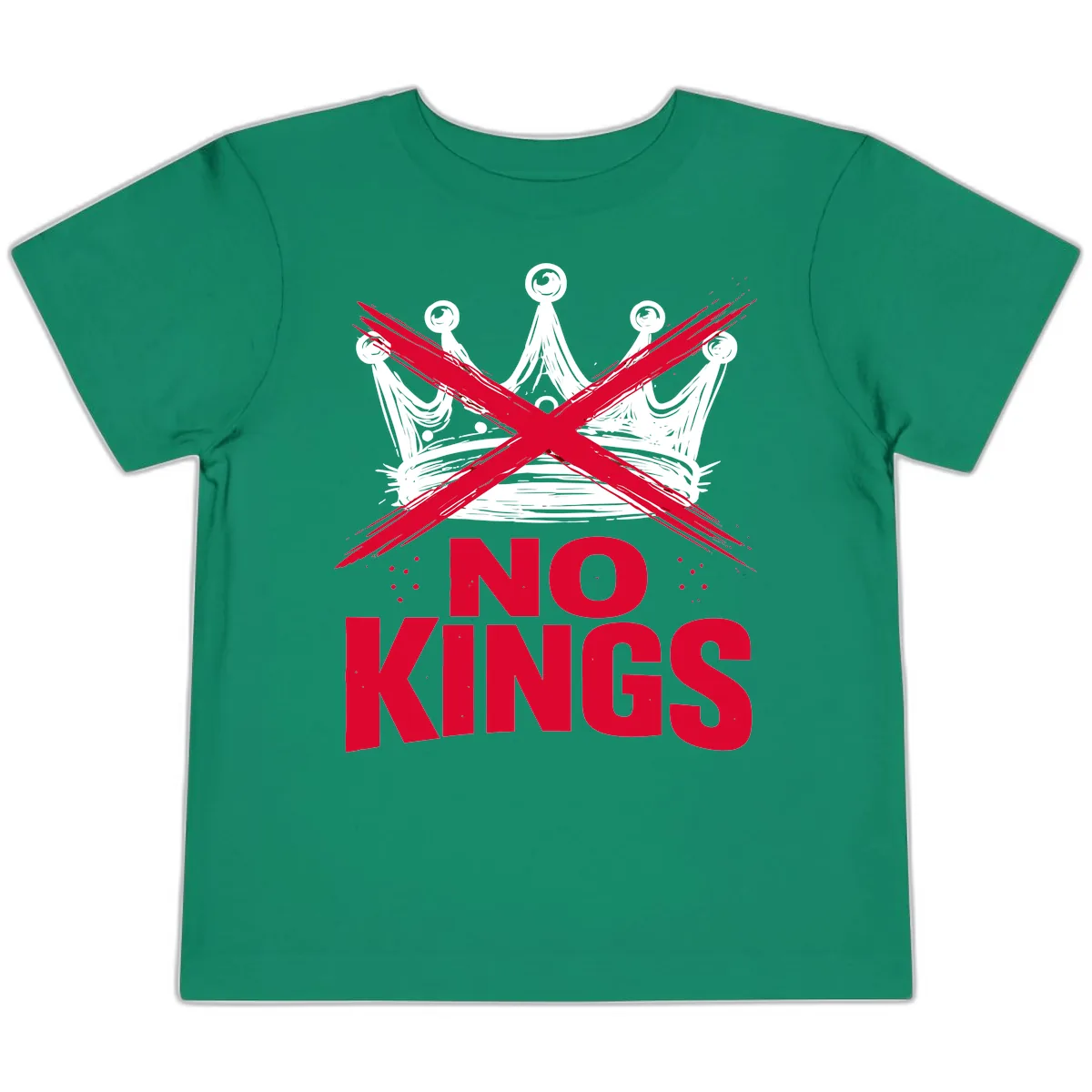 No Kings Crown Rebellion Graphic Toddler T-Shirt in Kelly